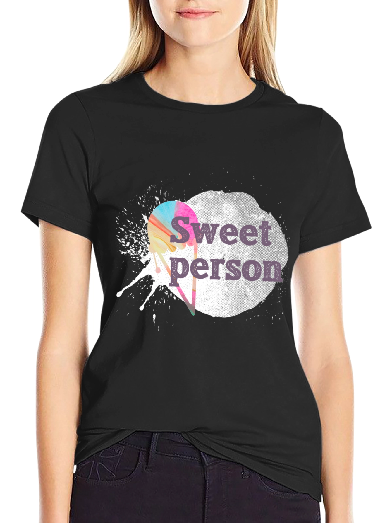 Black Sweet Person Graphic Tee - Soft Cotton Blend view 2