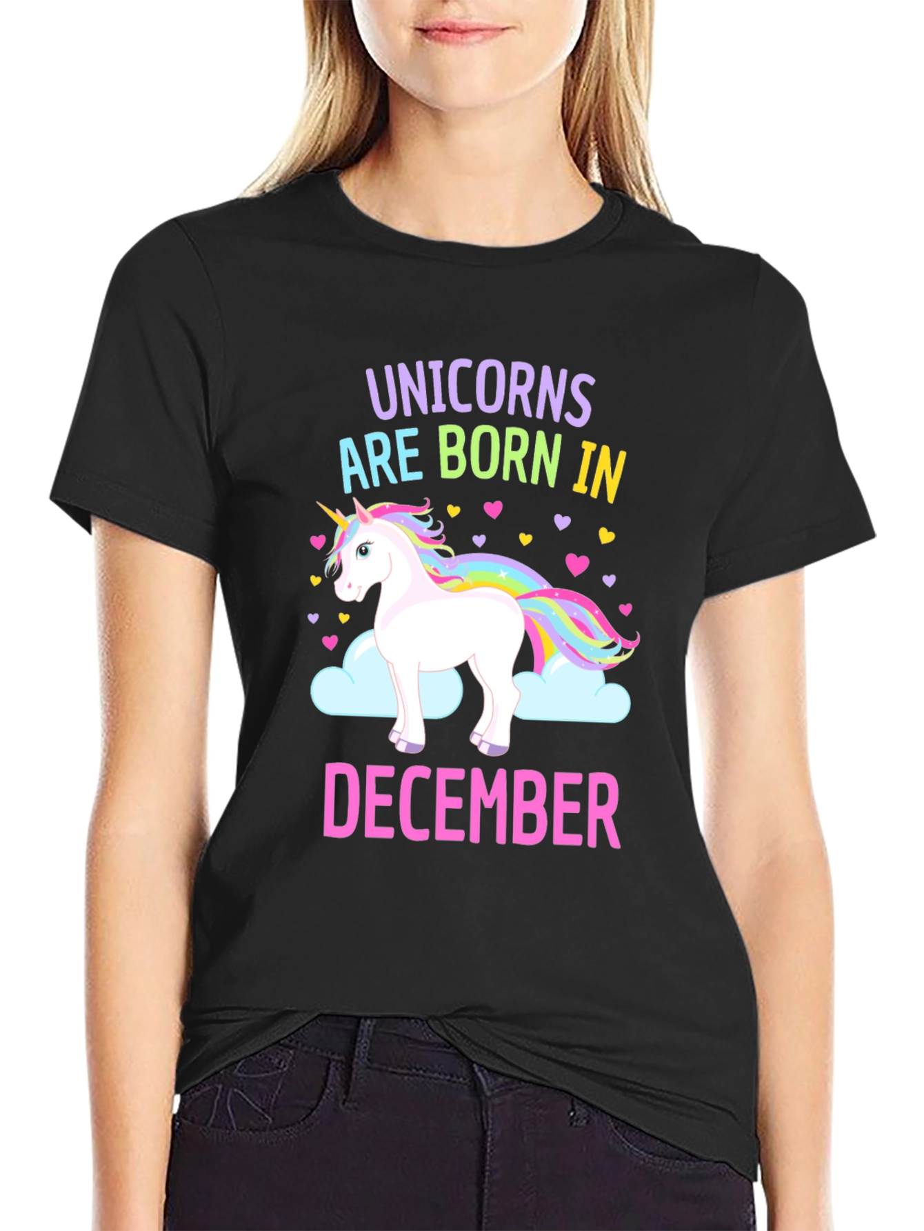 Black Unicorn December Birthday T-Shirt view 2