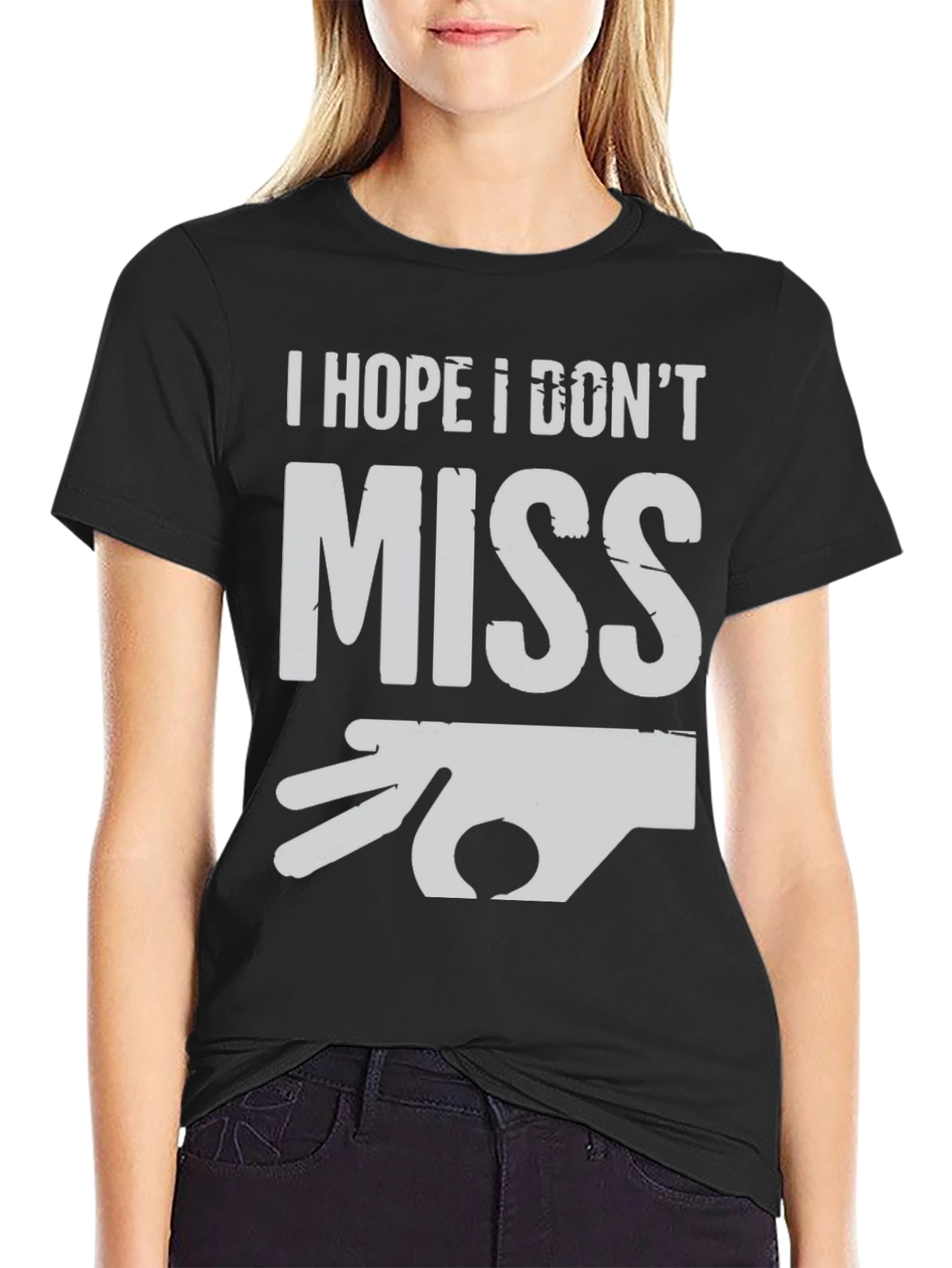 Black I Hope I Don't Miss T-Shirt - Novelty Graphic Tee view 2