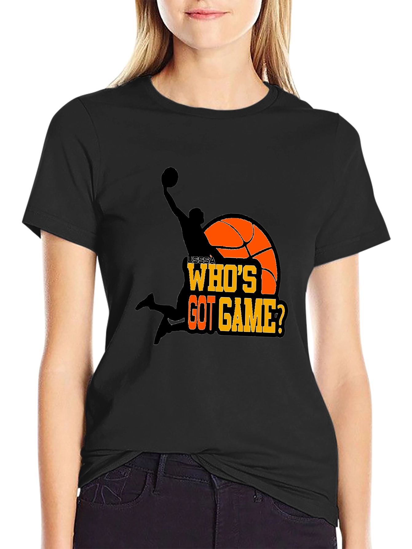 Black Who's Got Game? Basketball T-Shirt view 2