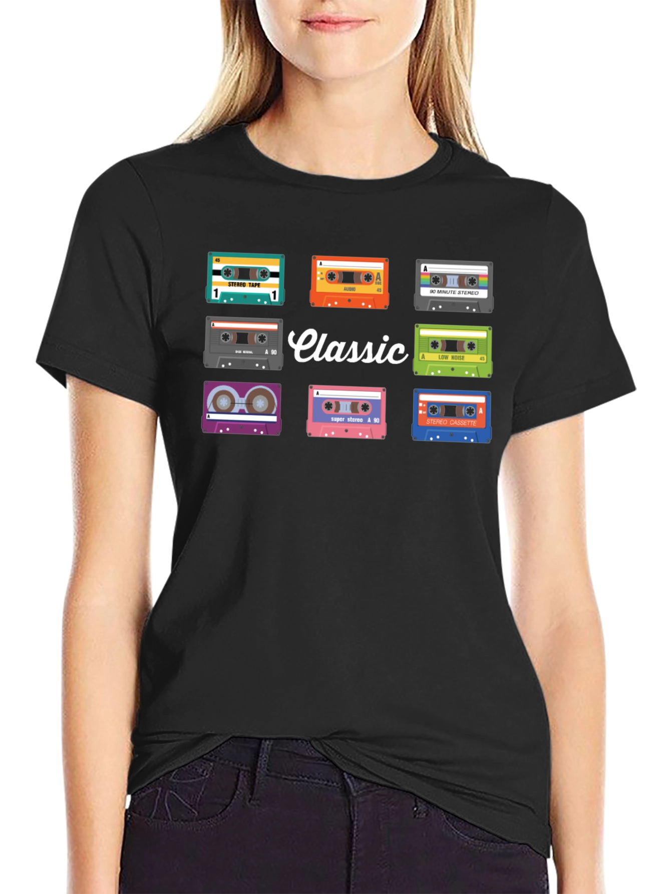 Black Classic Cassette Tape Graphic Tee view 2