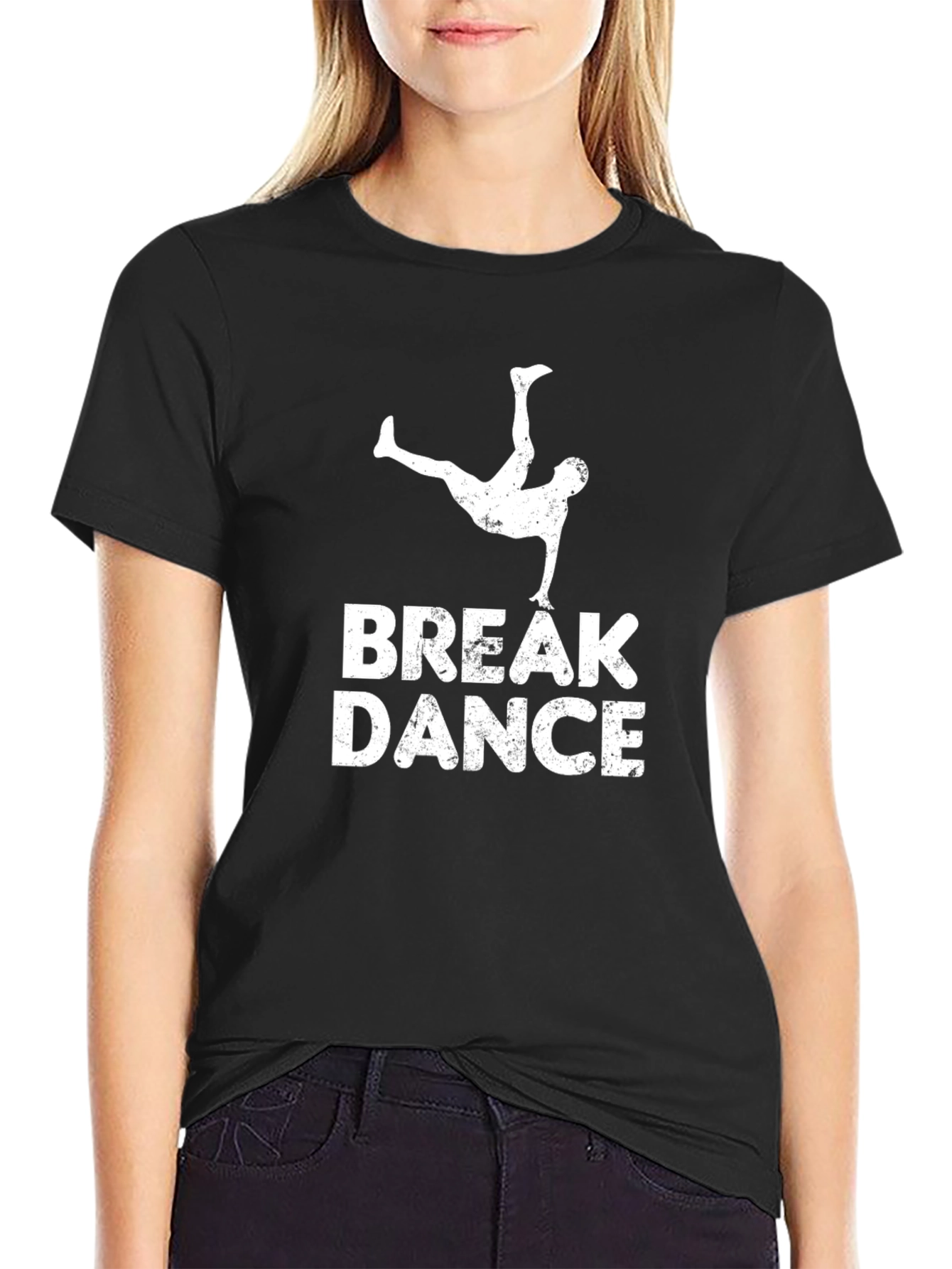 Black Break Dance Graphic T-Shirt - Black Cotton Tee view 2