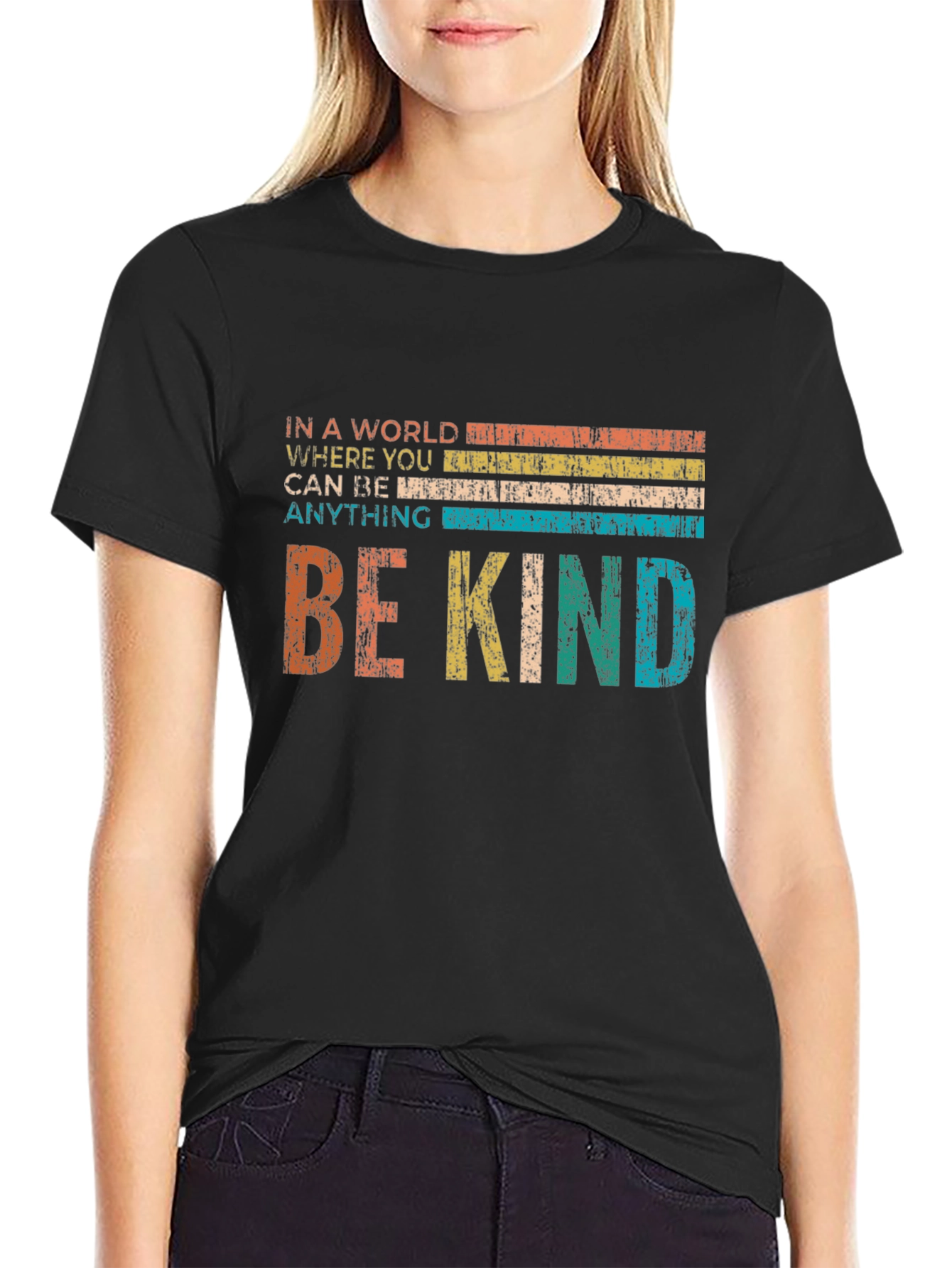 Black Be Kind Vintage Style Graphic Tee view 2