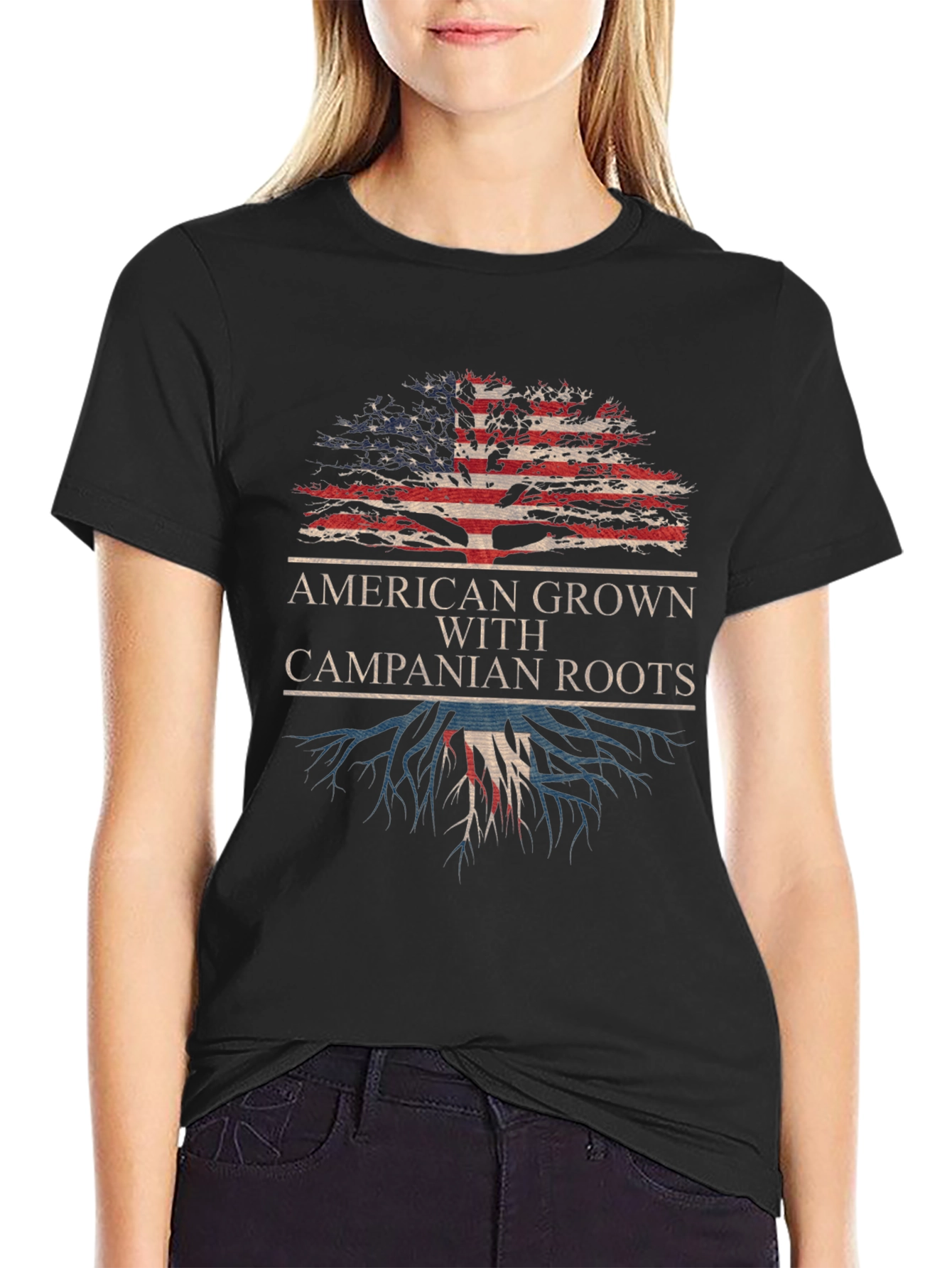 Black American Grown Campanian Roots T-Shirt view 2