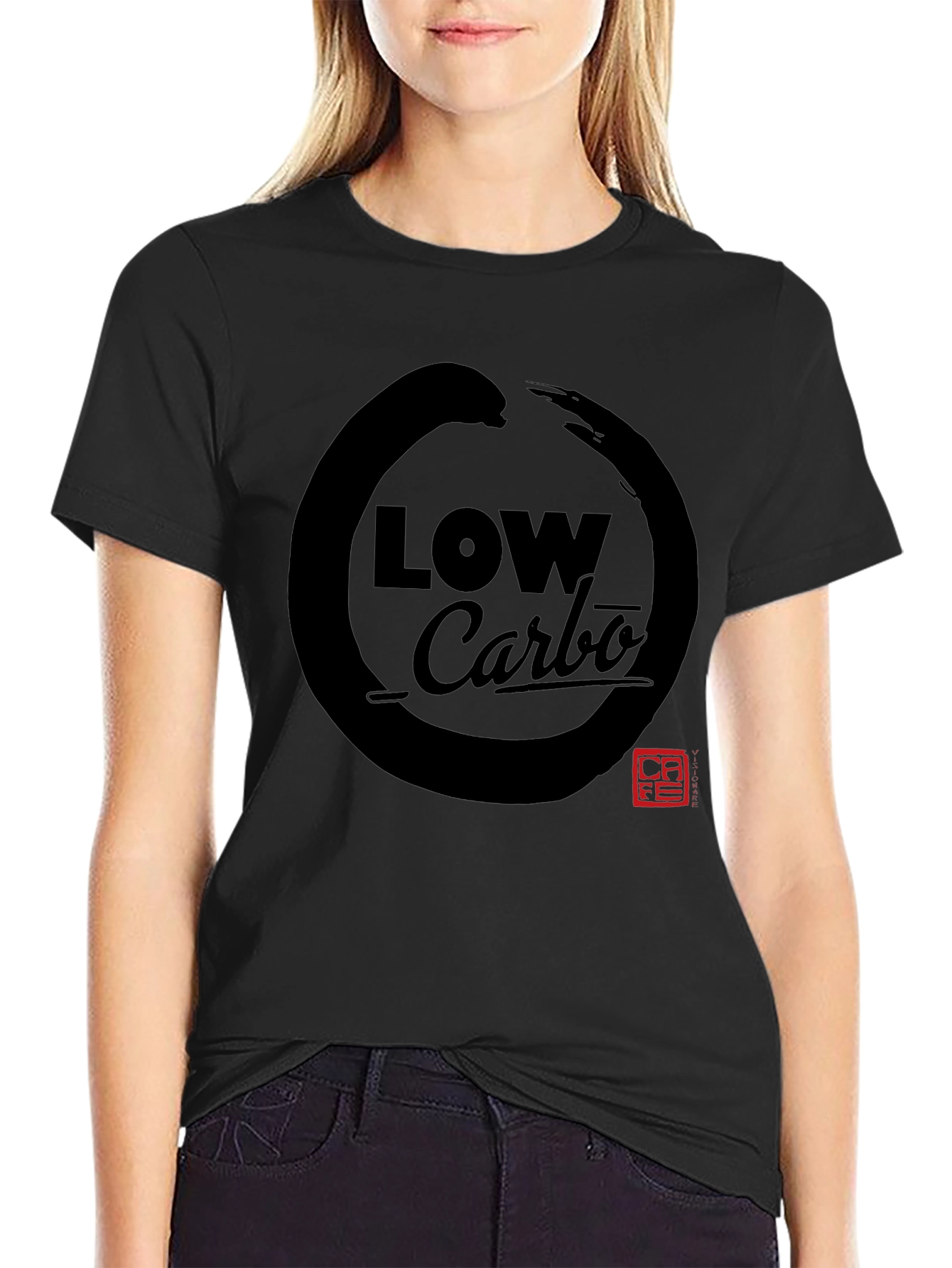 Black Low Carbo Graphic Tee - Zen Circle Design view 2