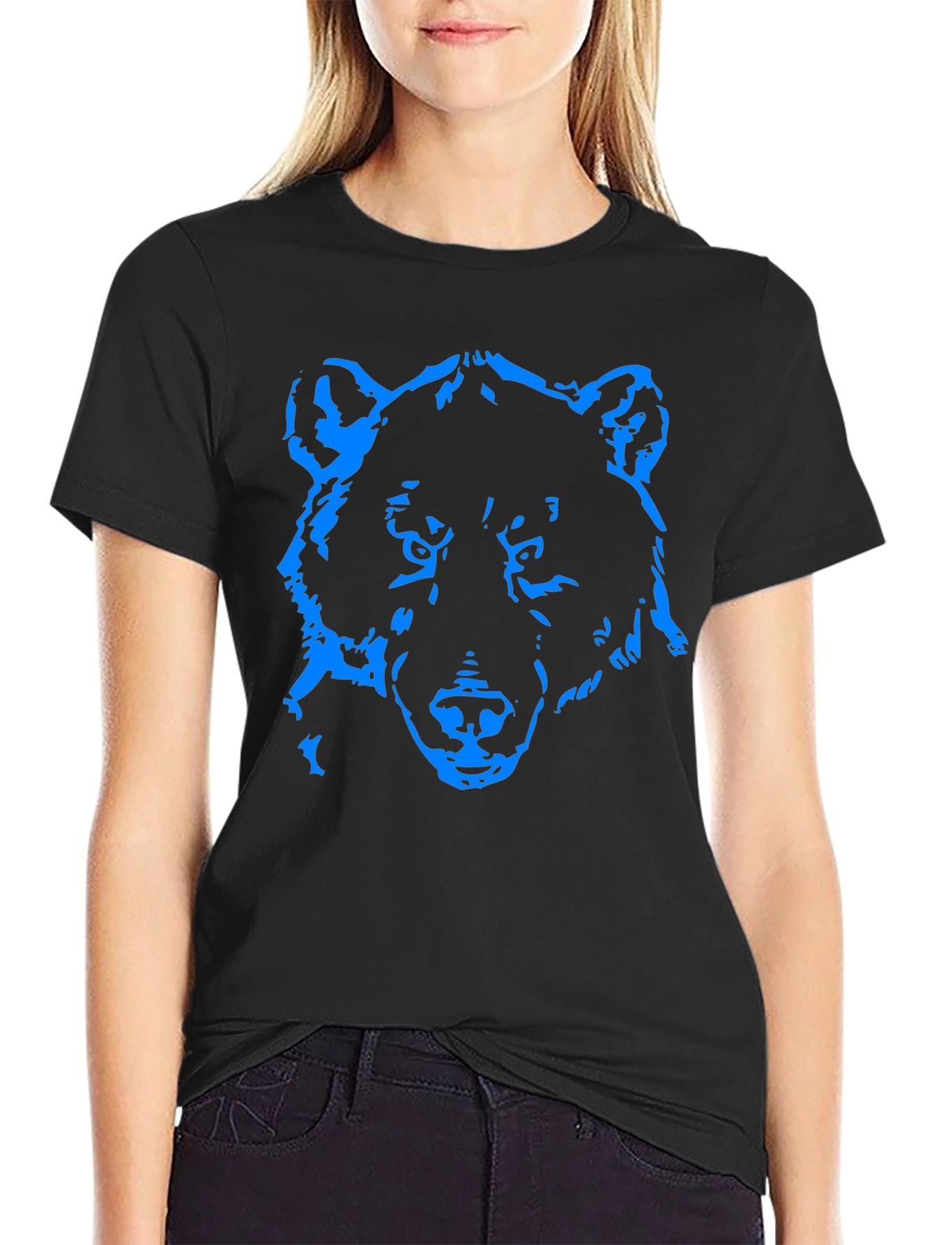 Black Bold Bear Graphic Tee - Men's Black Crew Neck Shirt view 2