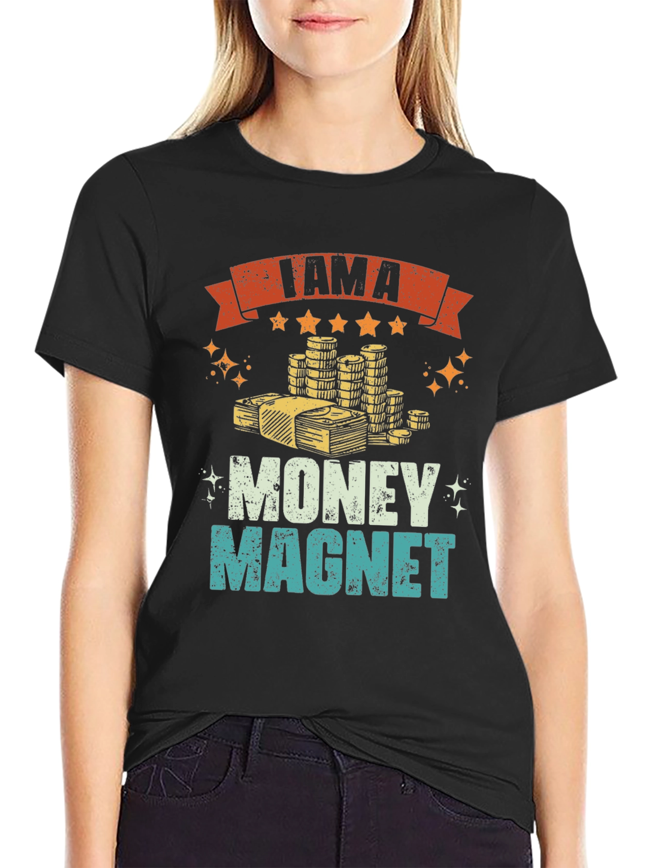 Black I am a Money Magnet Graphic Tee view 2