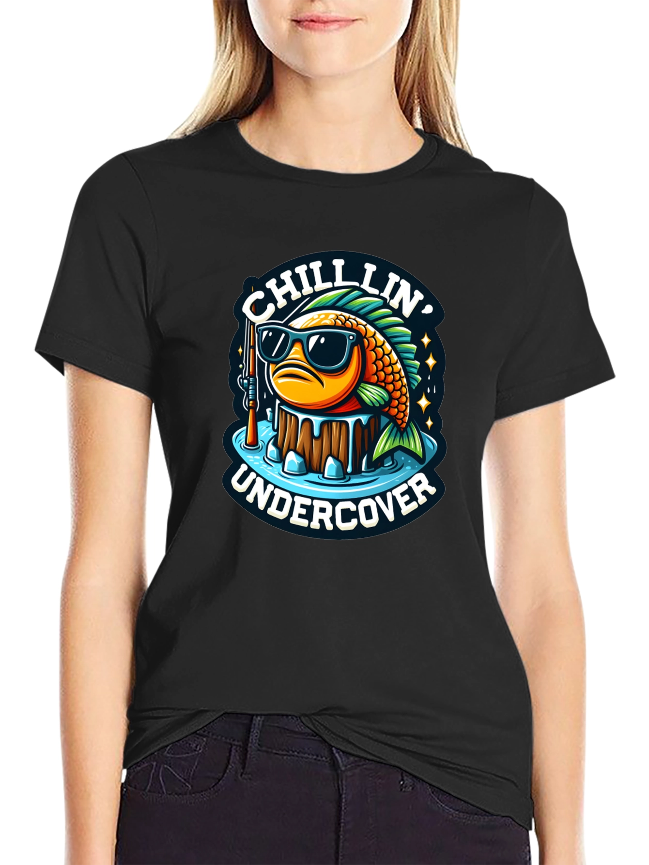 Black Chillin' Undercover Fish Graphic Tee view 2