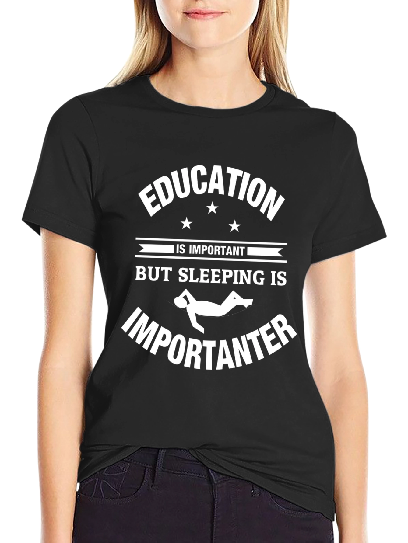 Black Education Important-Sleeping More T-Shirt view 2