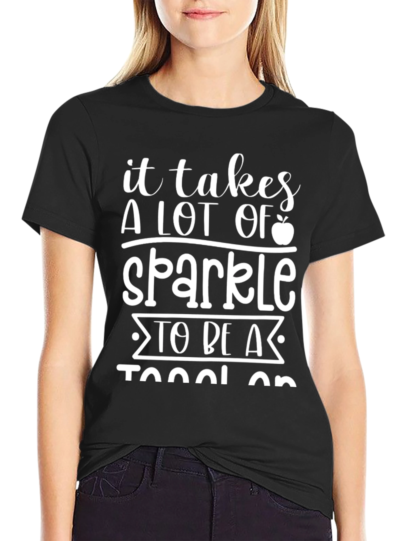 Black Sparkle Teacher T-Shirt view 2