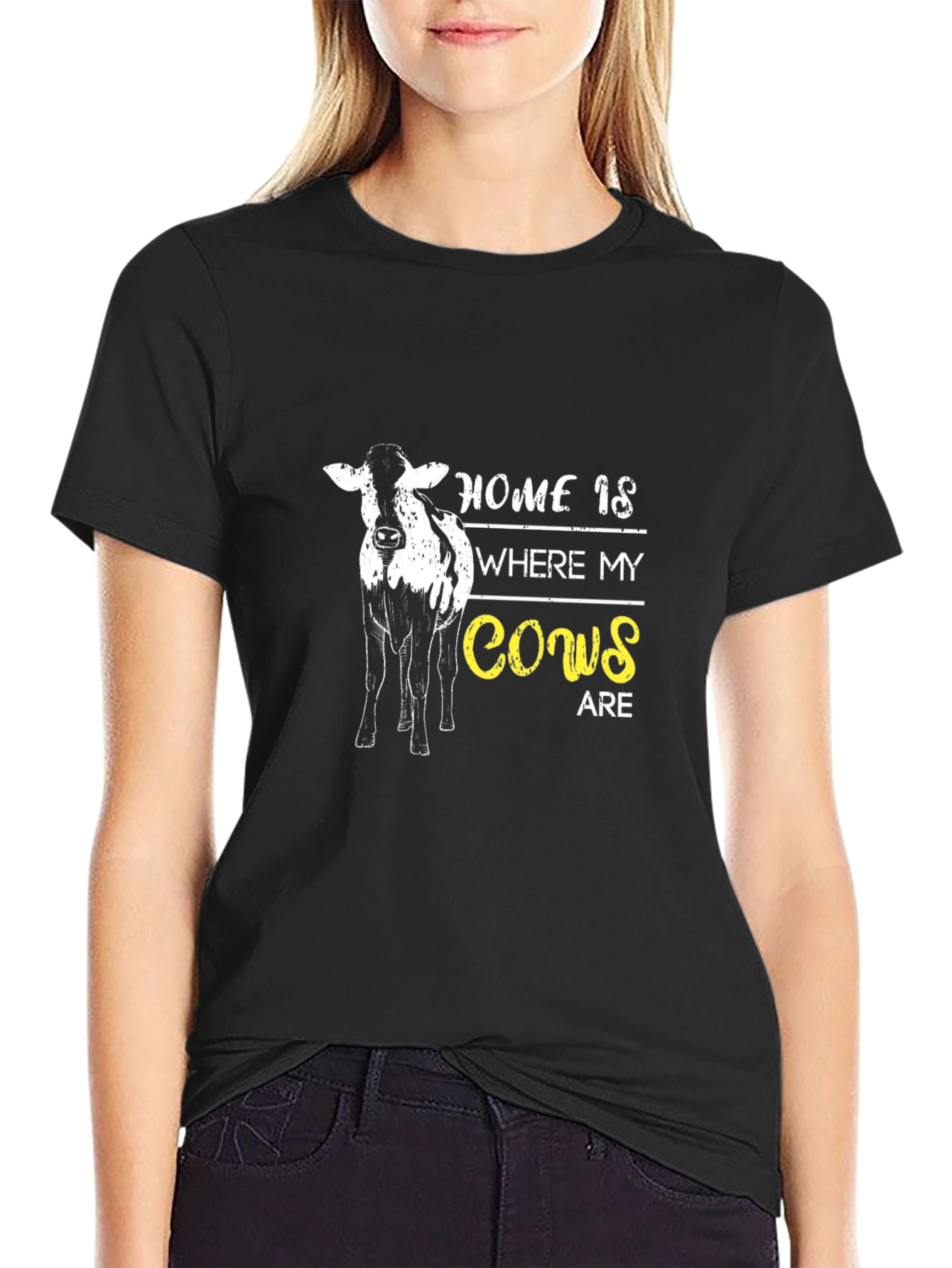 Black Home is Where My Cows Are T-Shirt view 2