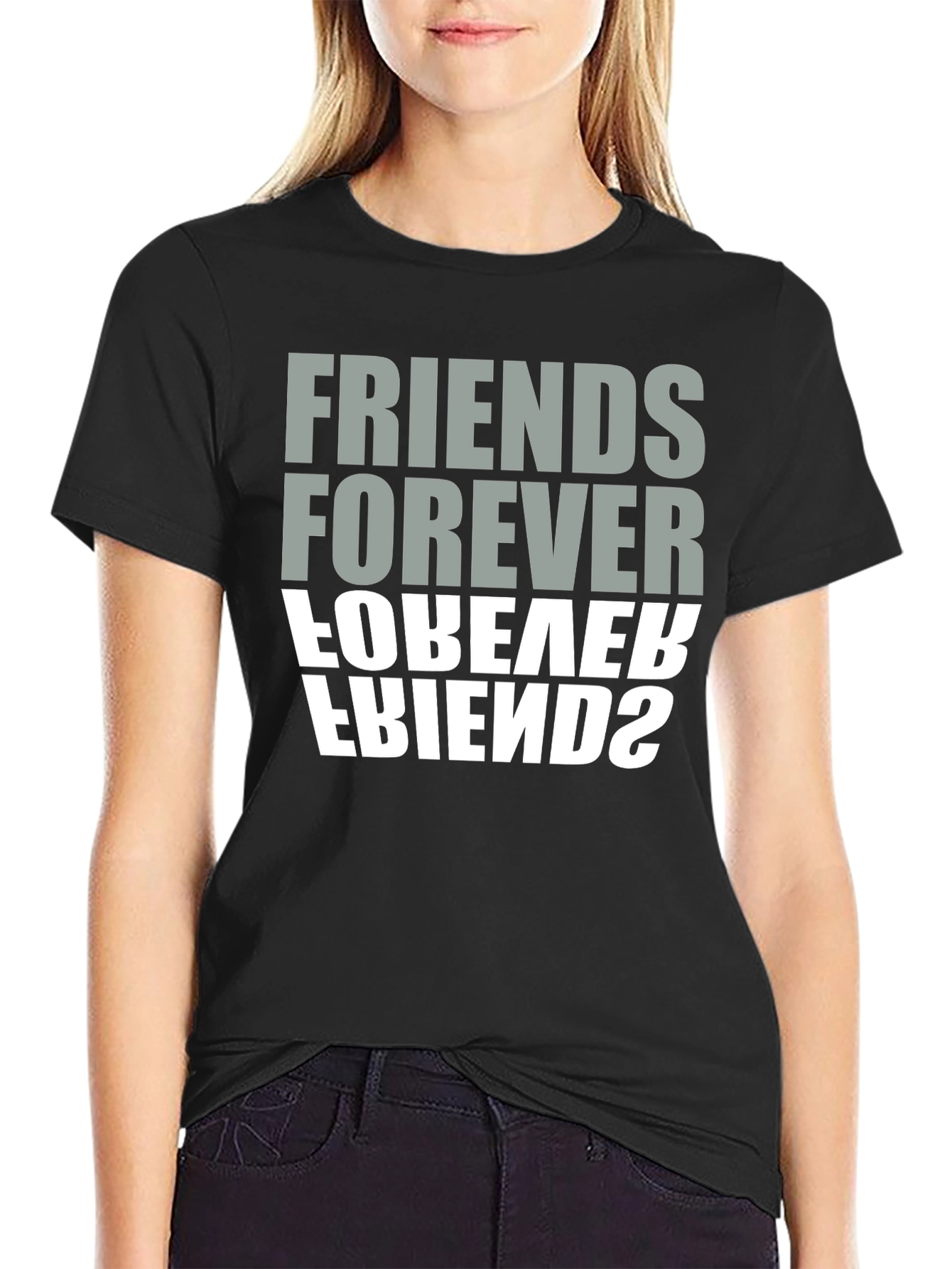 Black Friends Forever Graphic Tee - Black Crew Neck view 2