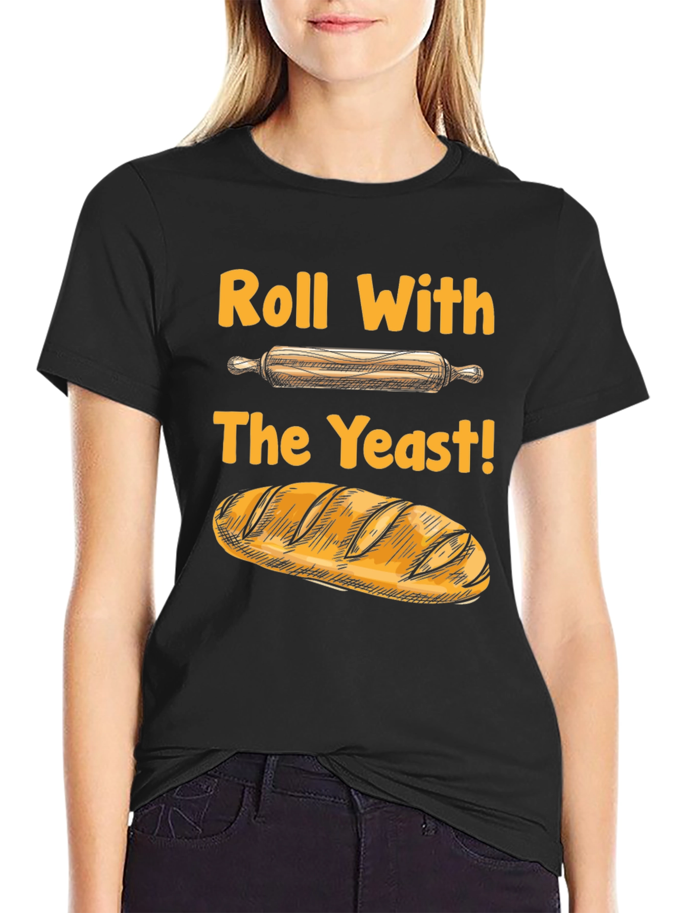 Black Roll With The Yeast Funny Baking T-Shirt view 2