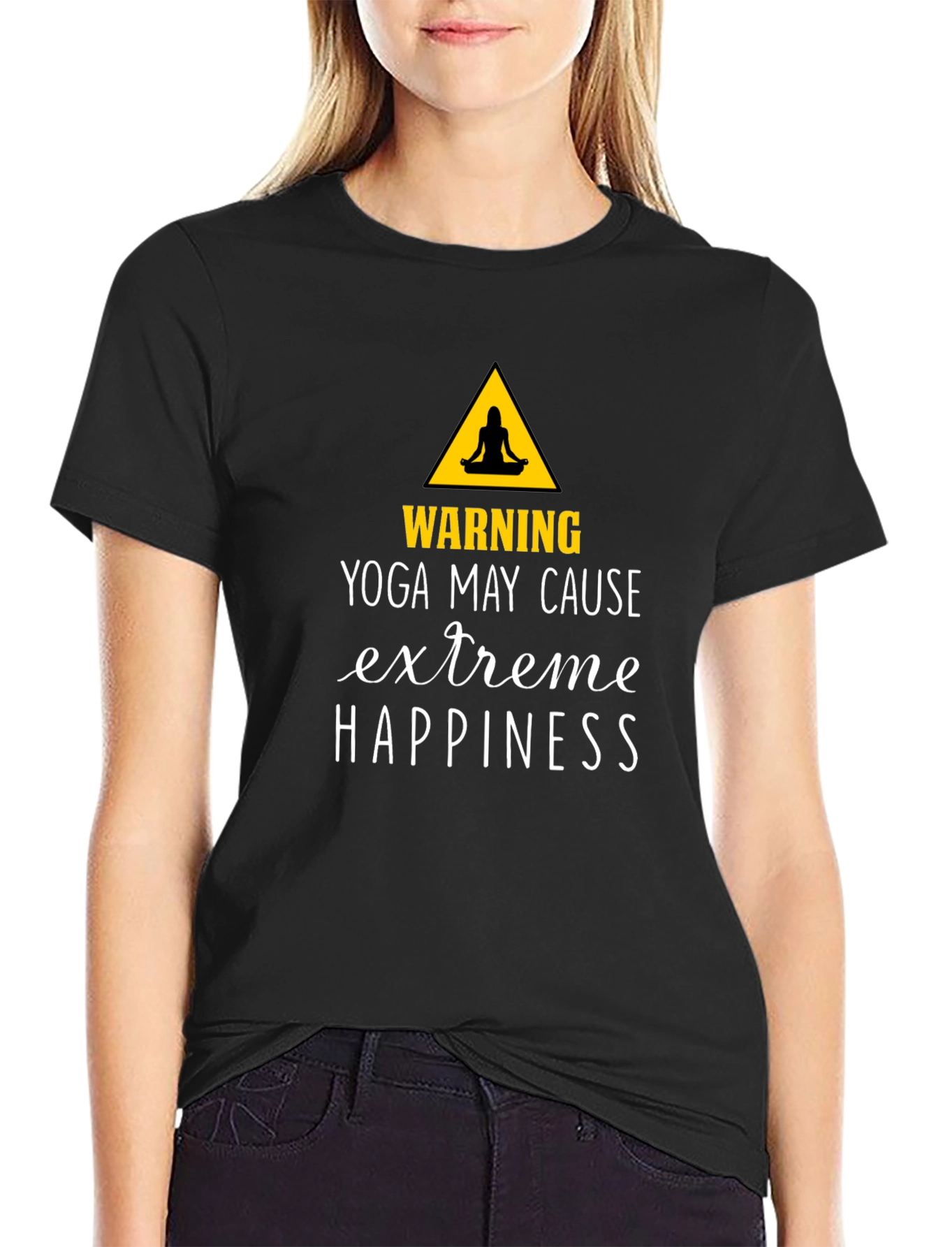 Black Yoga May Cause Extreme Happiness Graphic Tee view 2