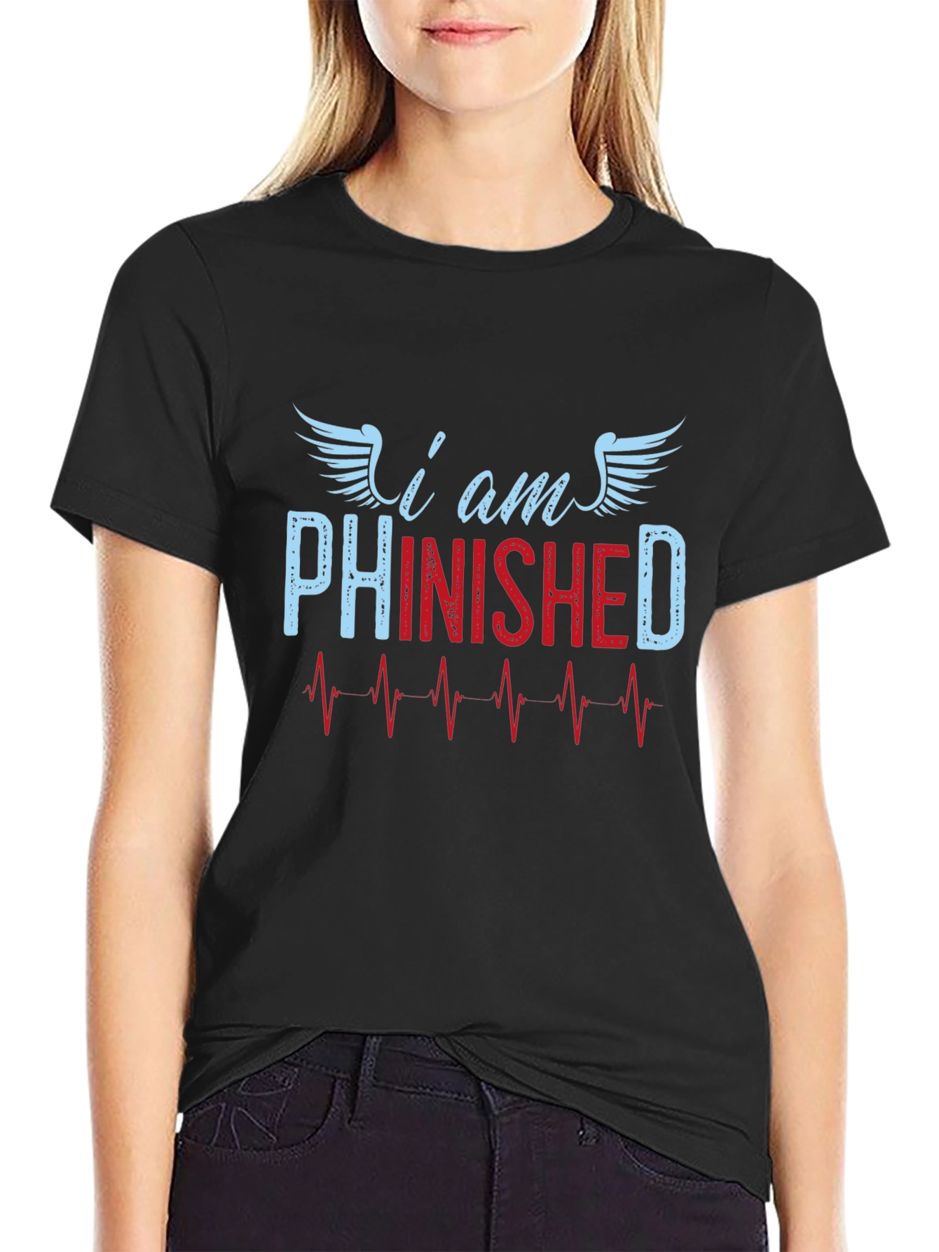 Black I am Phinished T-Shirt - Funny Sarcastic Tee view 2