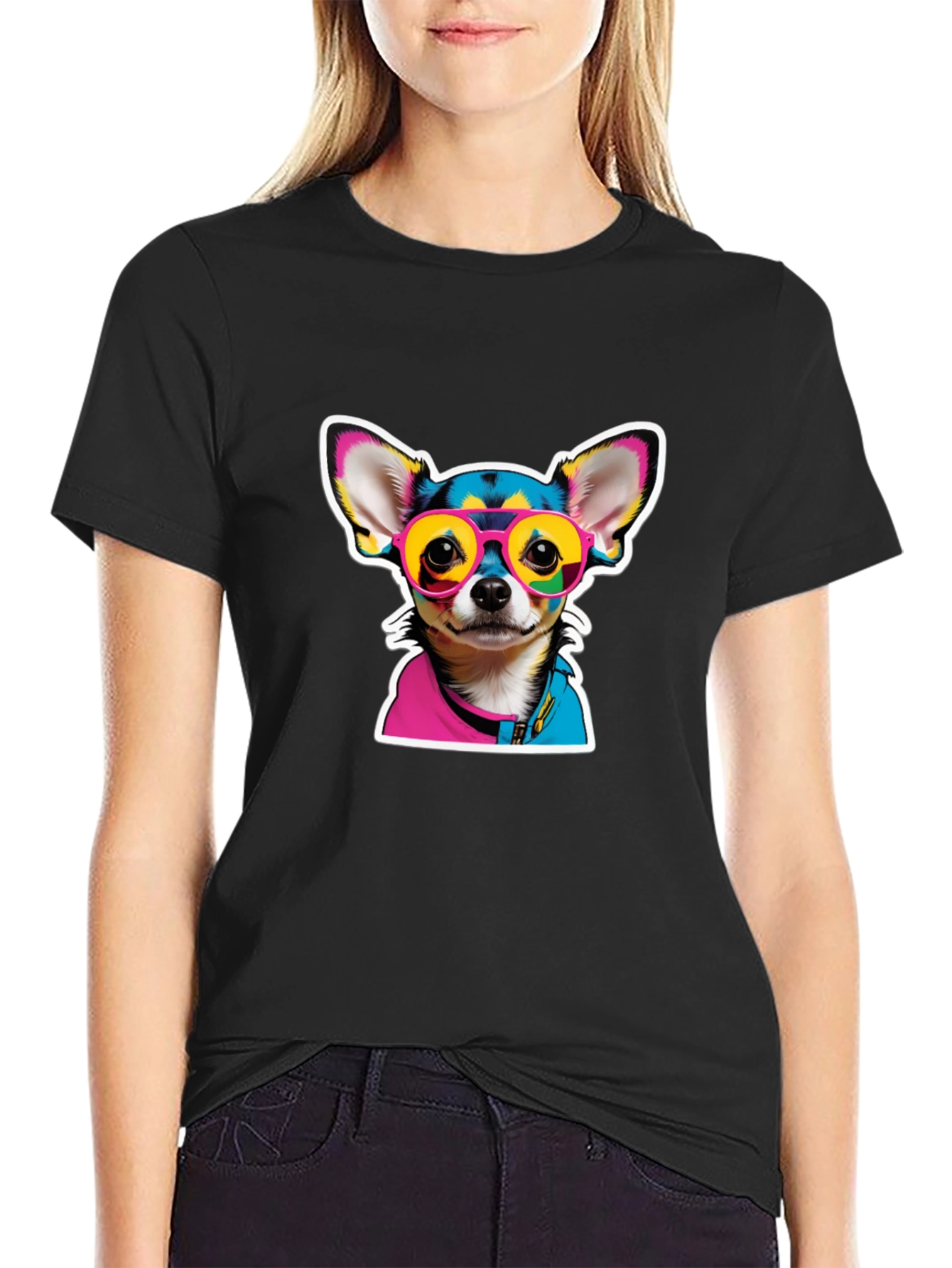 Black Cool Chihuahua Graphic Tee - Stylish Dog Lover Shirt view 2