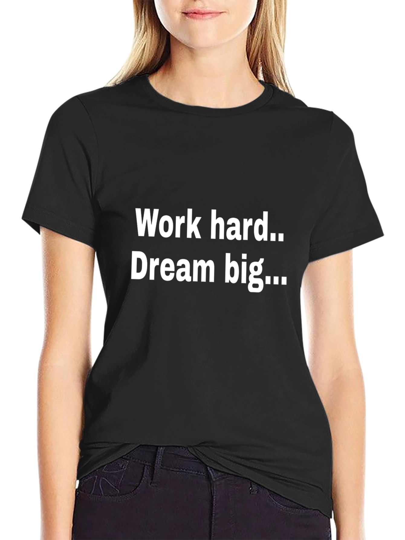 Black Work Hard Dream Big Black Graphic Tee view 2