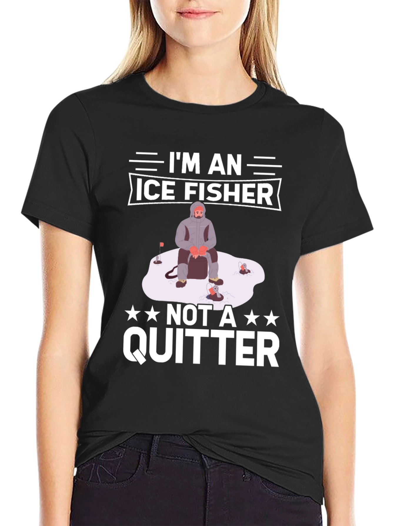Black Ice Fisher T-Shirt - Not A Quitter! view 2