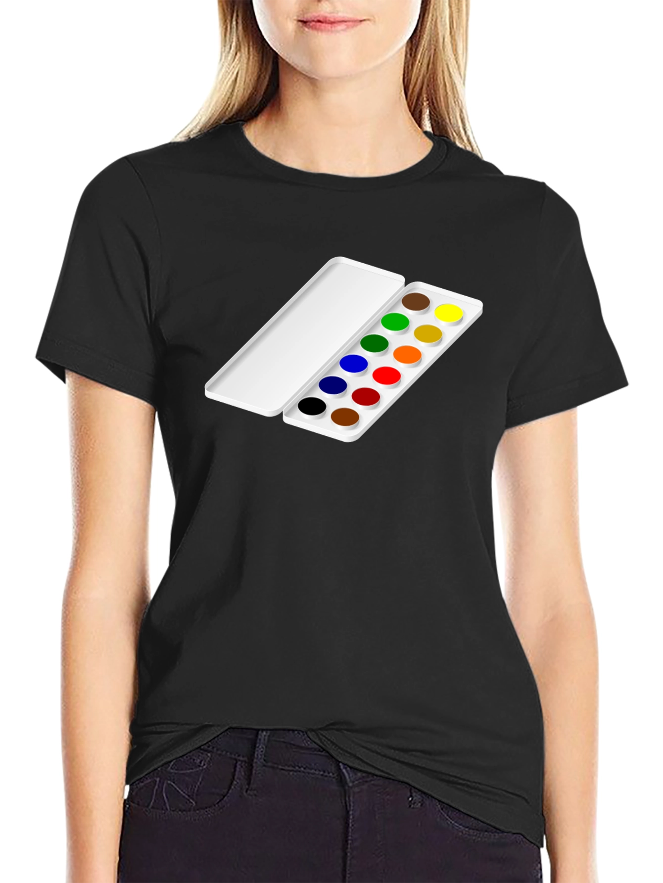 Black Artist Palette T-Shirt - Colorful Creativity view 2