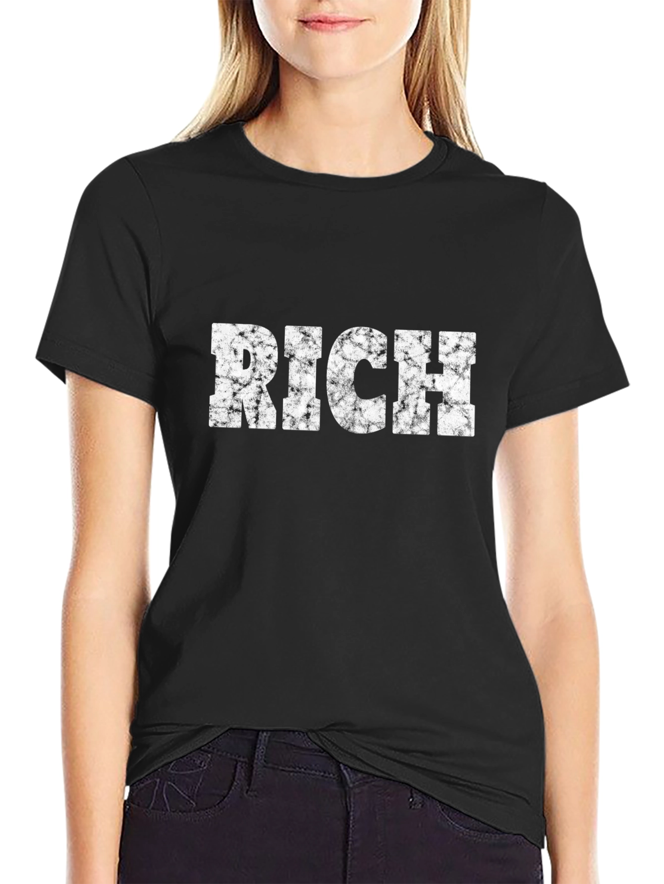 Black Rich Graphic Tee - Black Casual T-Shirt view 2