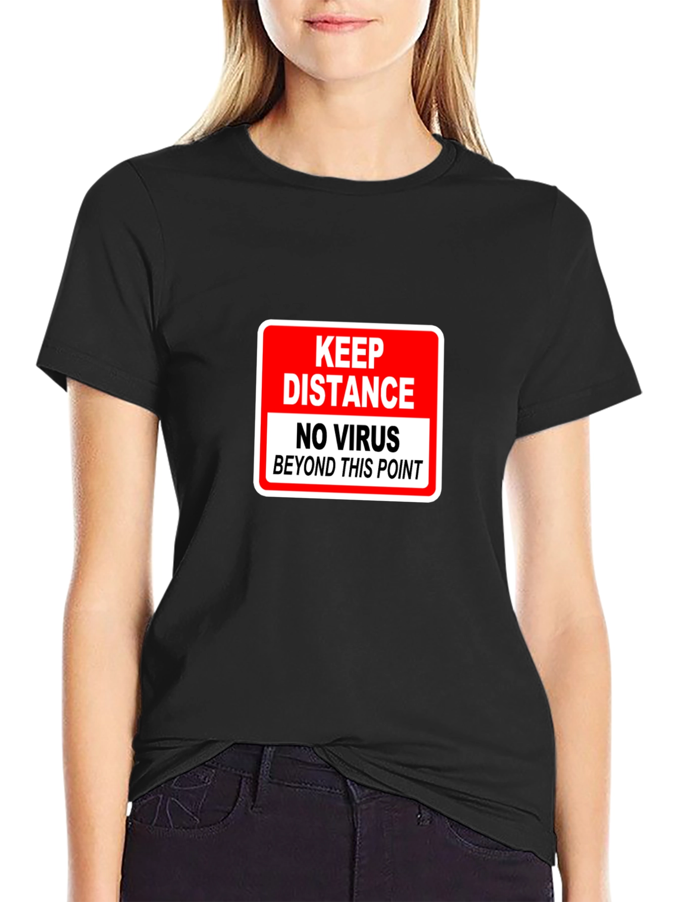 Black Keep Distance Virus-Free Black Graphic Tee view 2