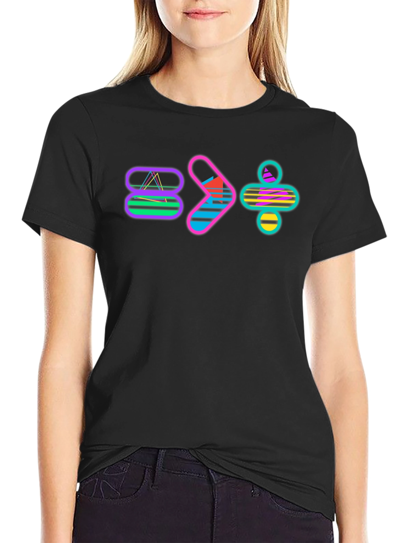 Black Retro Math Symbol T-Shirt view 2