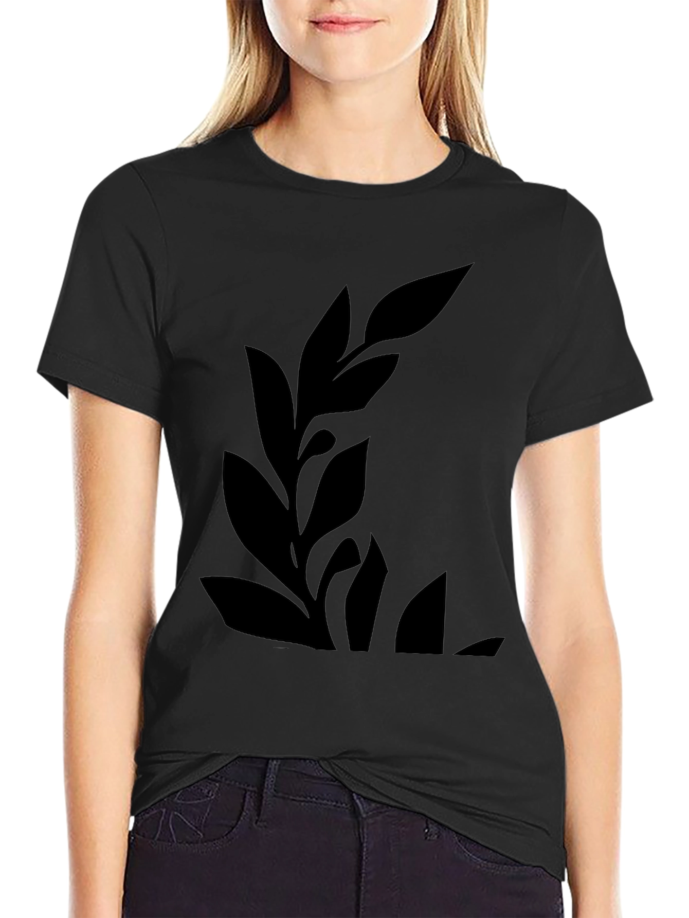 Men's Black Graphic Tee - Botanical Leaf Design - 2