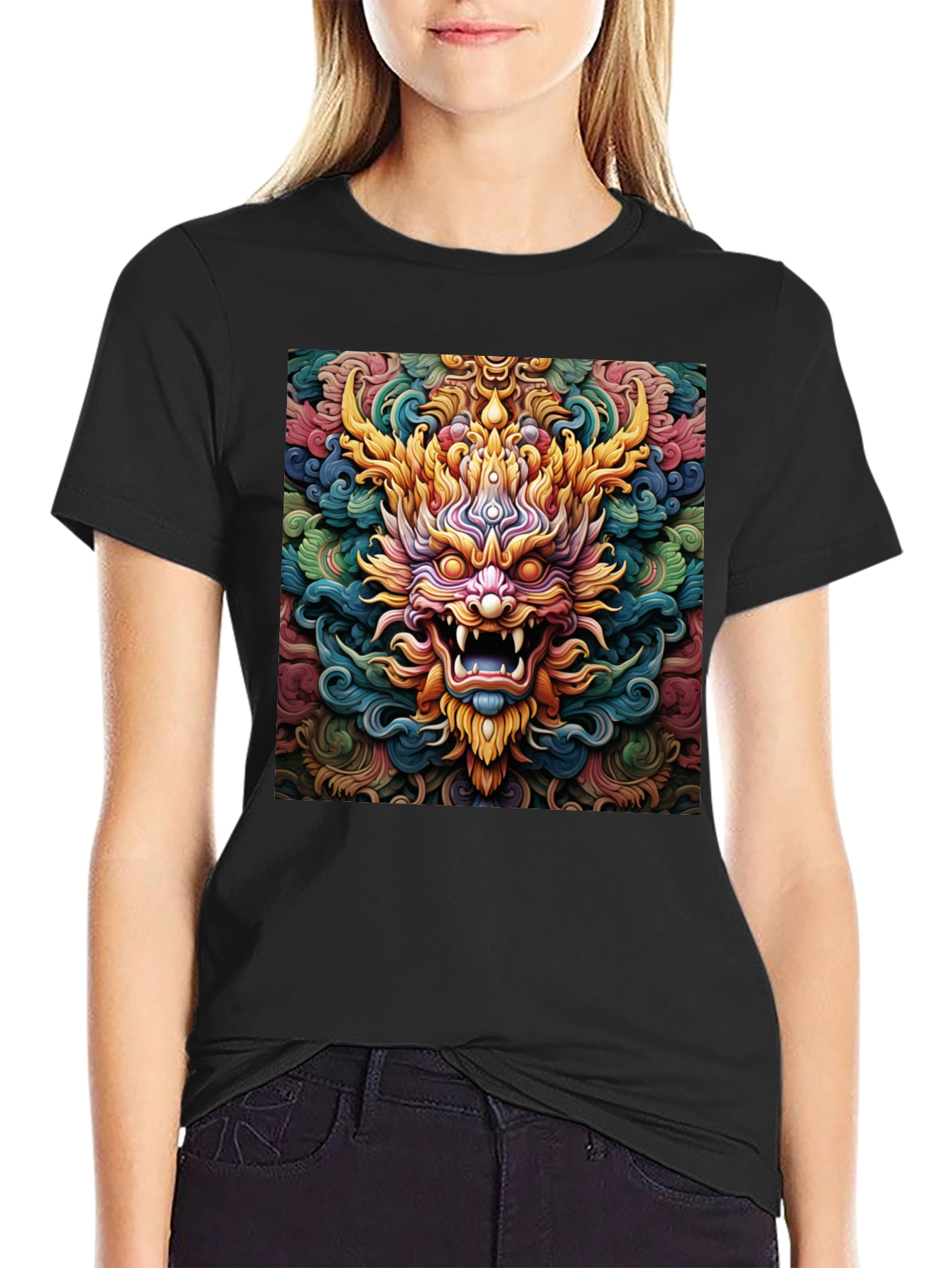 Black Dragon Graphic Tee - Unique Colorful Design view 2