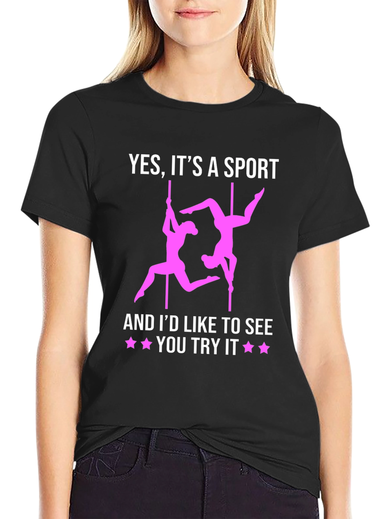Black Pole Dancing Sport T-Shirt - Funny Athletic Apparel view 2