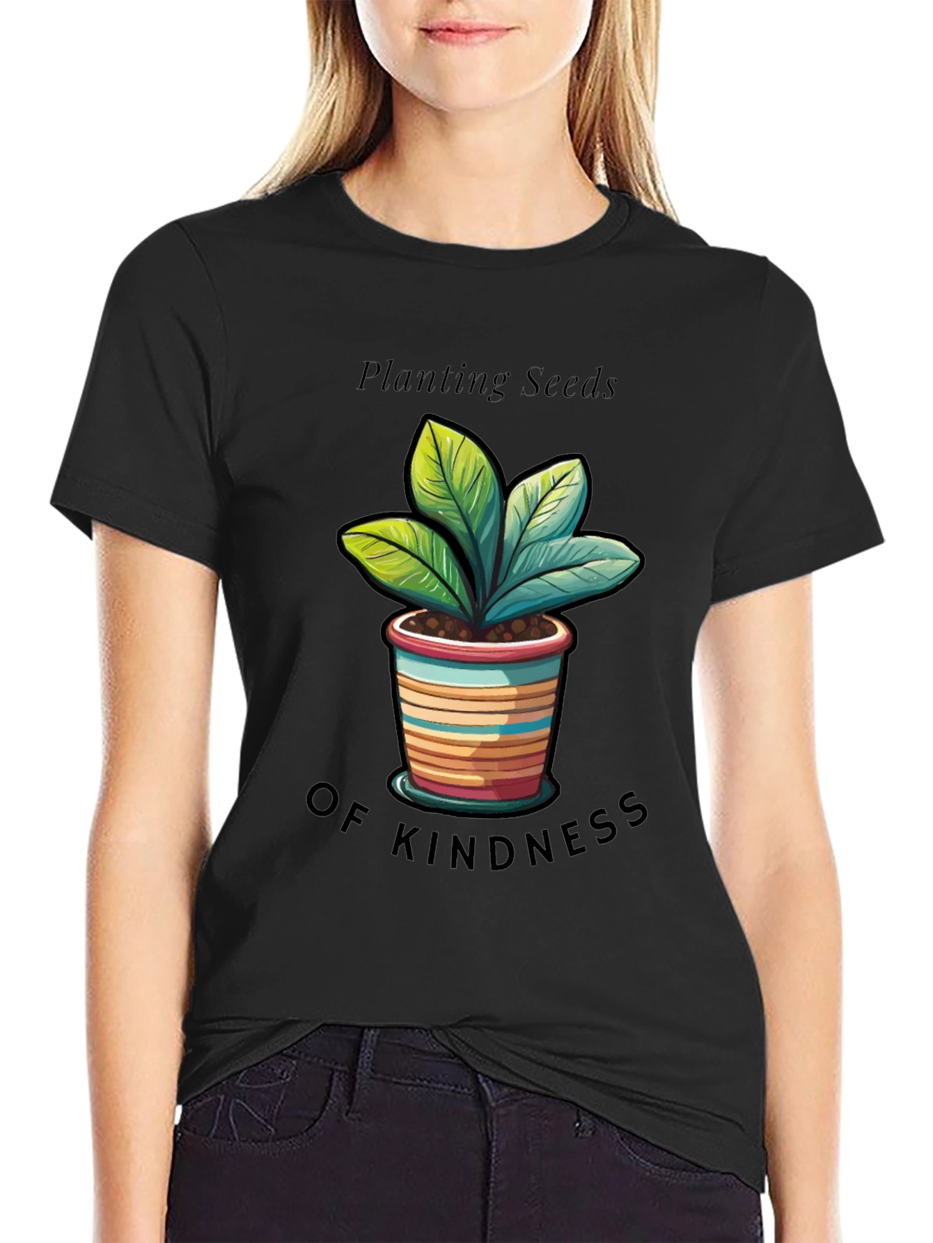 Black Planting Seeds of Kindness Graphic Tee view 2
