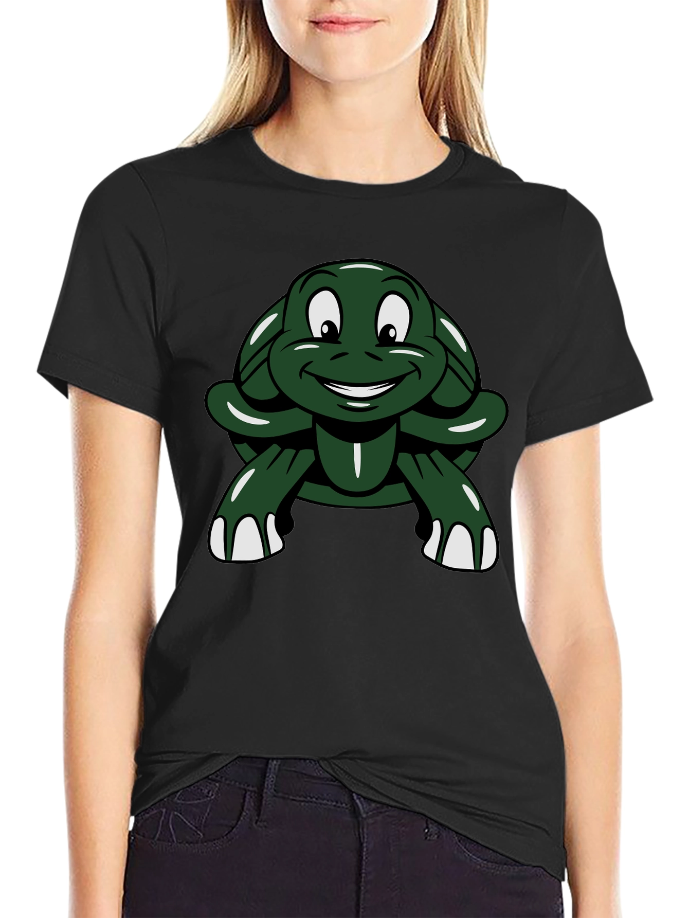 Black Turtle Graphic Tee - Black Cotton T-Shirt view 2