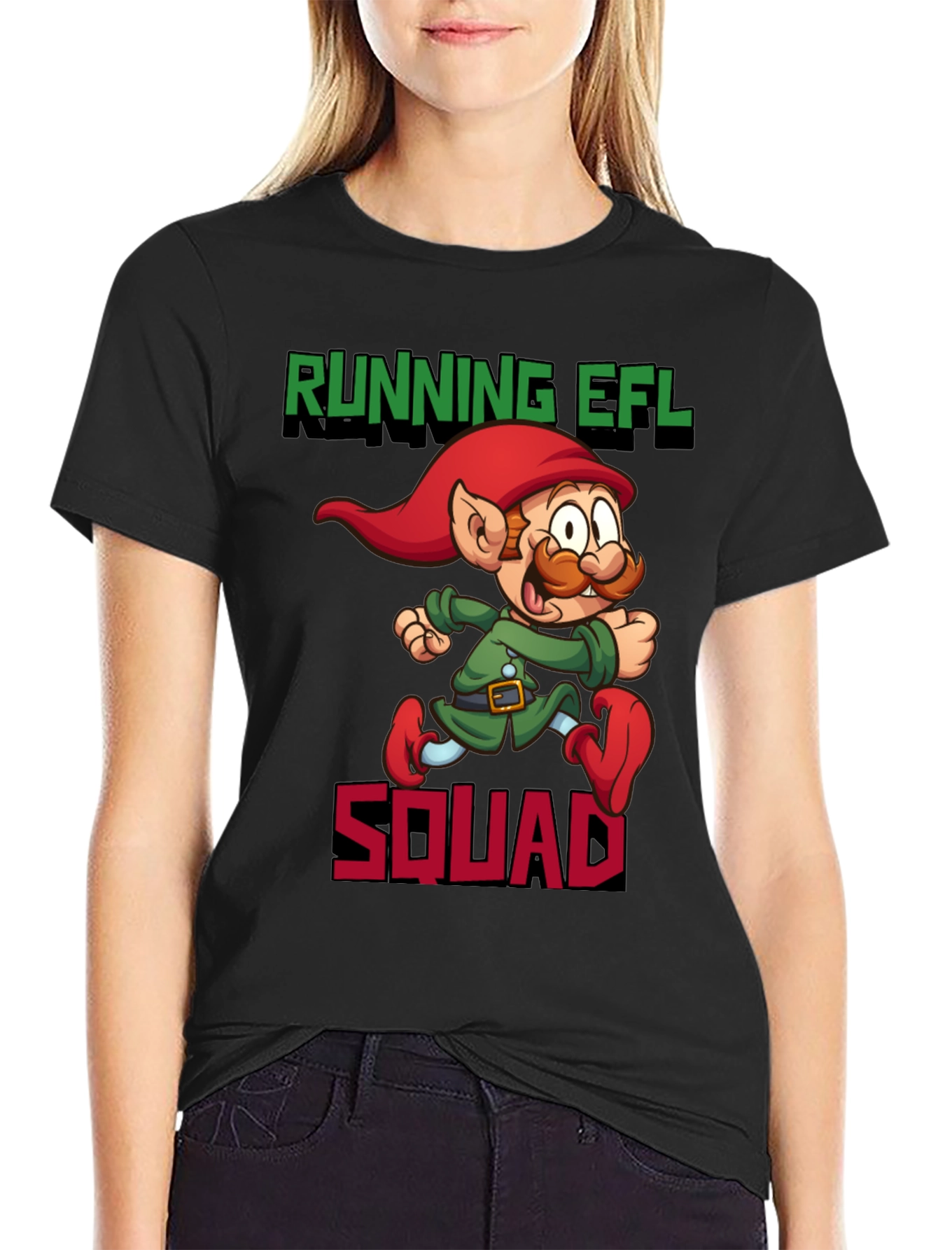 Black Running EFL Squad Graphic Tee - Black Cotton T-Shirt view 2