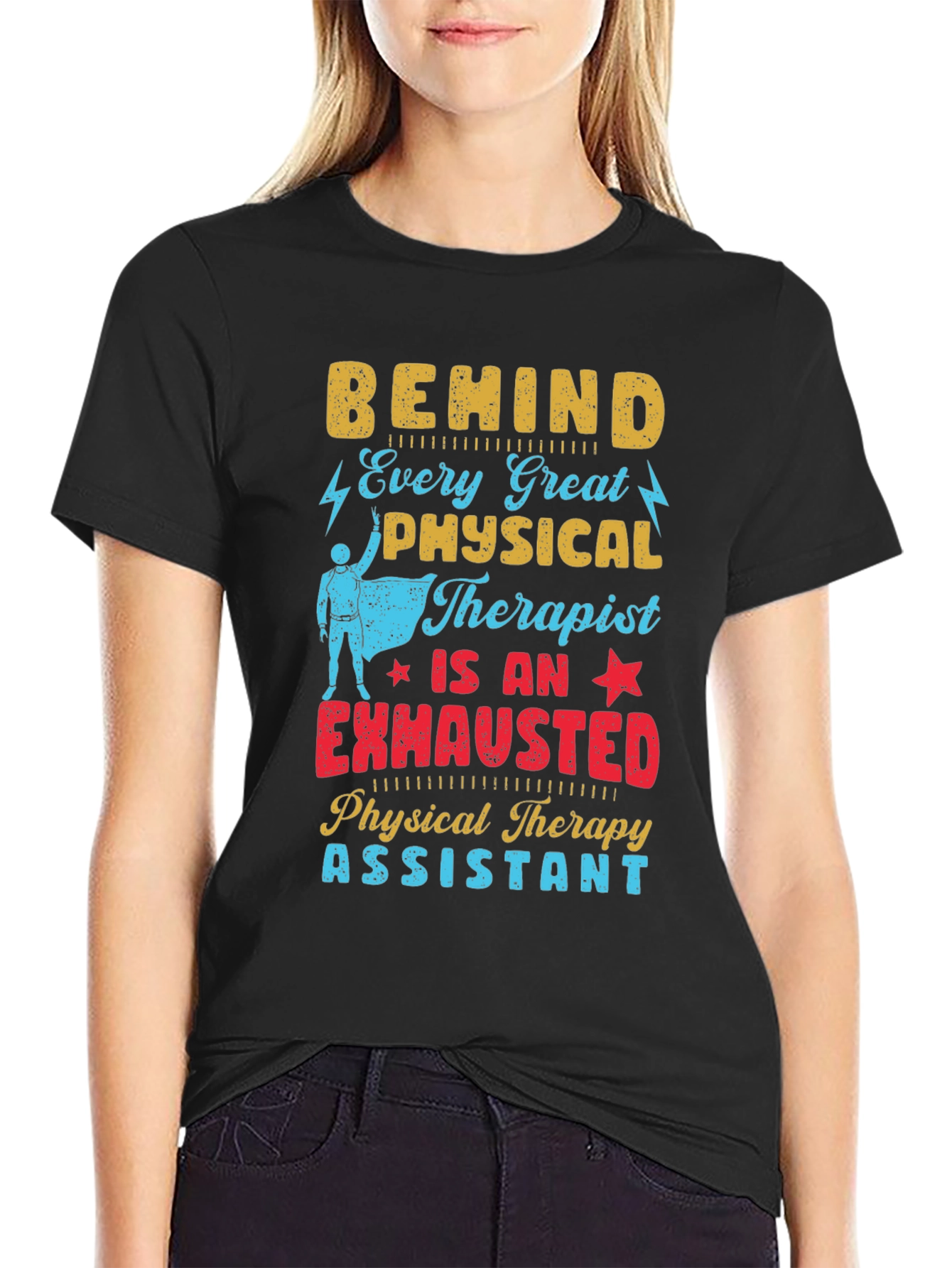 Black Physical Therapy Assistant T-Shirt view 2