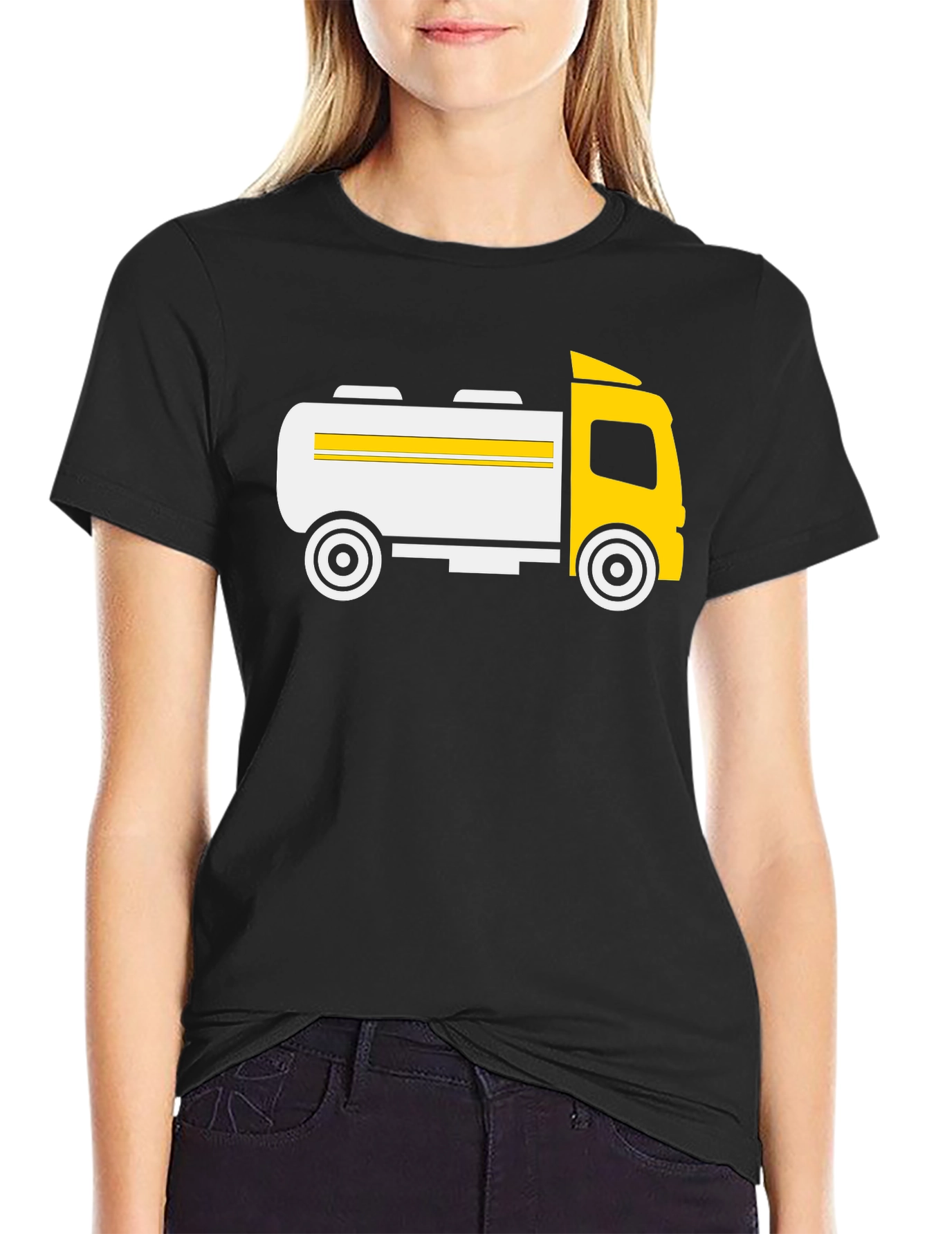 Black Fuel Tanker Truck Graphic T-Shirt - Black view 2