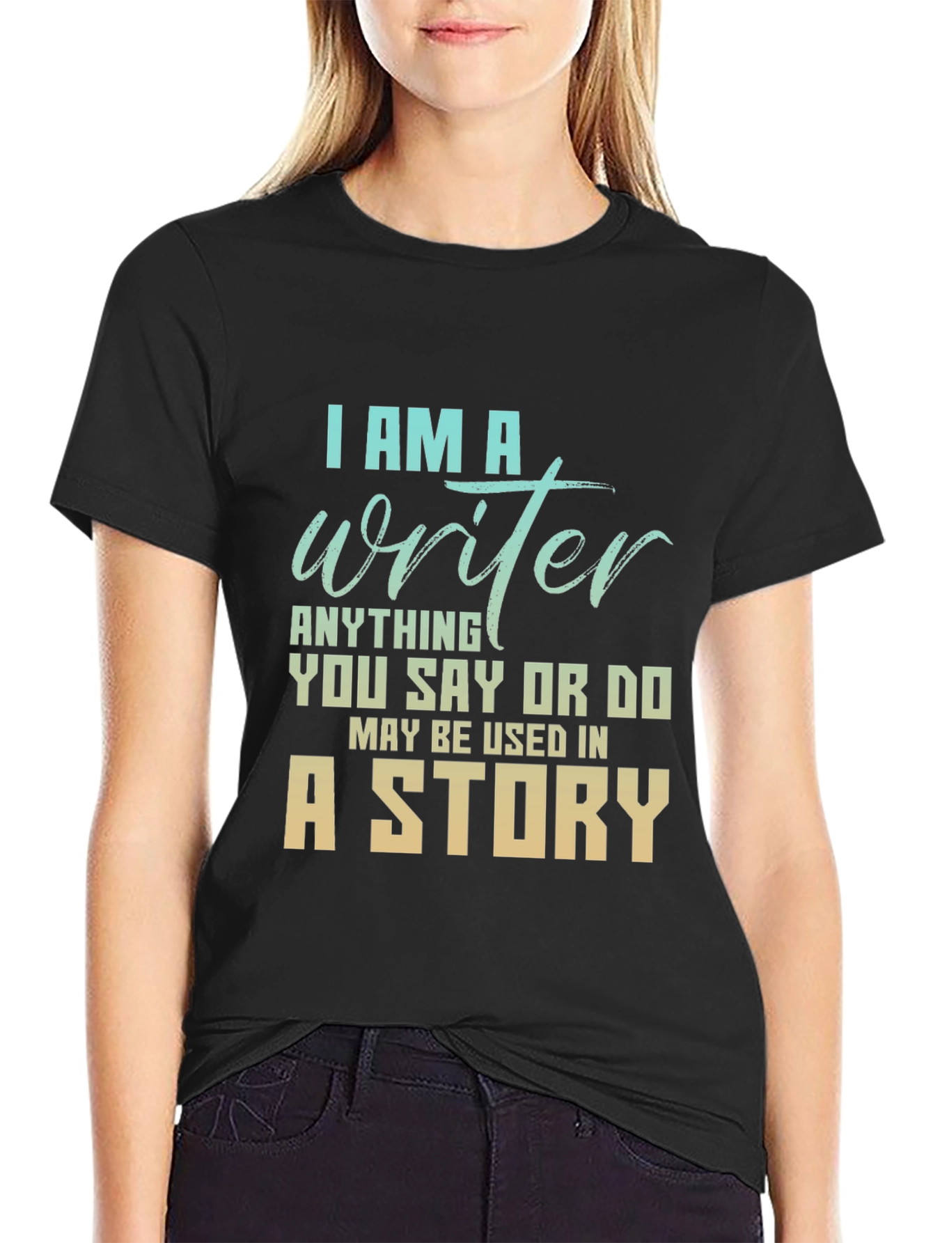 Black I Am A Writer T-Shirt - Story Inspiration Tee view 2