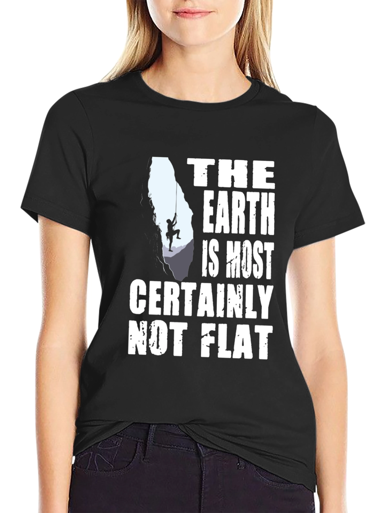 Black The Earth is Most Certainly Not Flat T-Shirt view 2