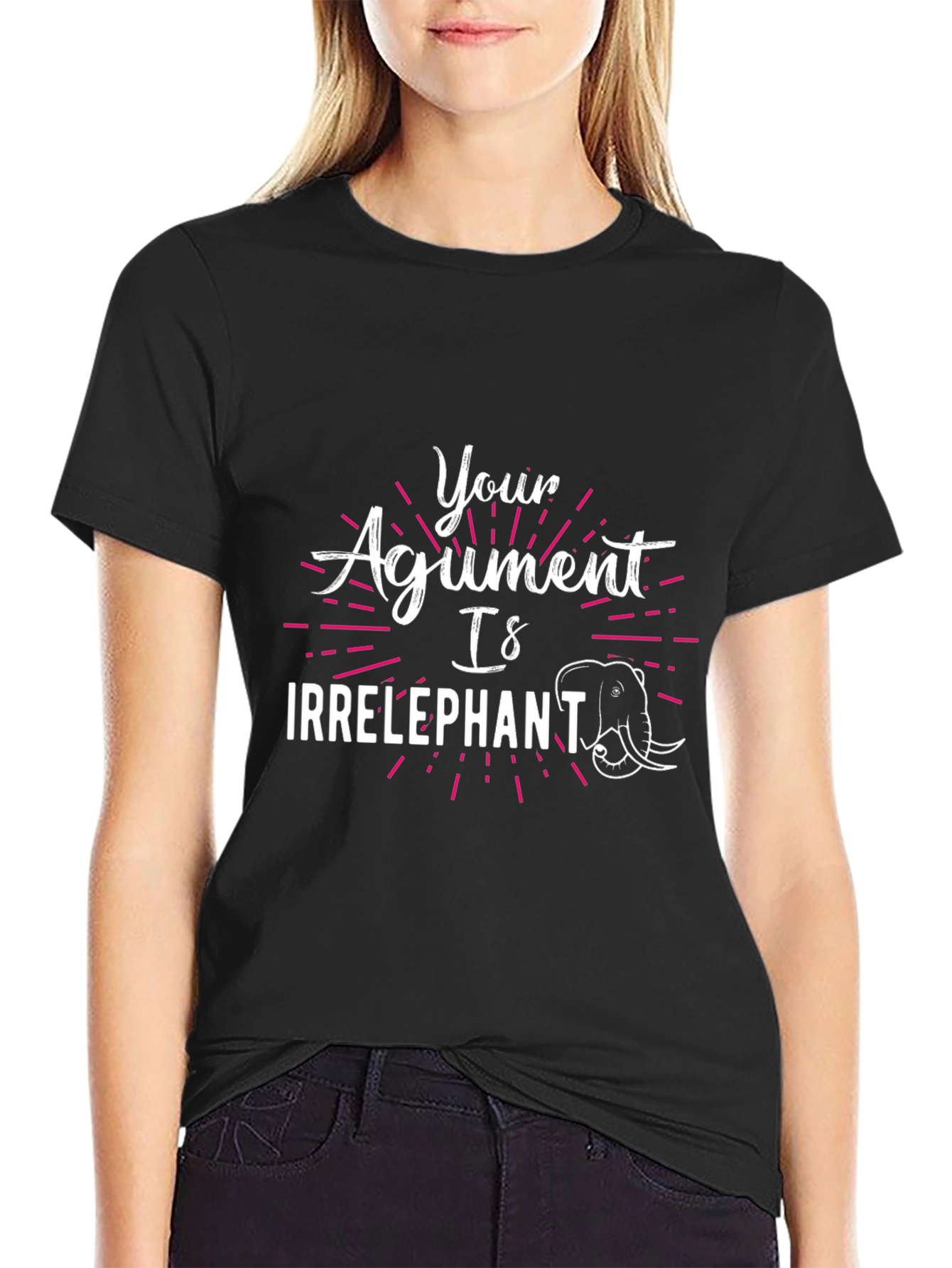 Black Irrelephant Graphic T-Shirt - Funny Sarcastic Tee view 2