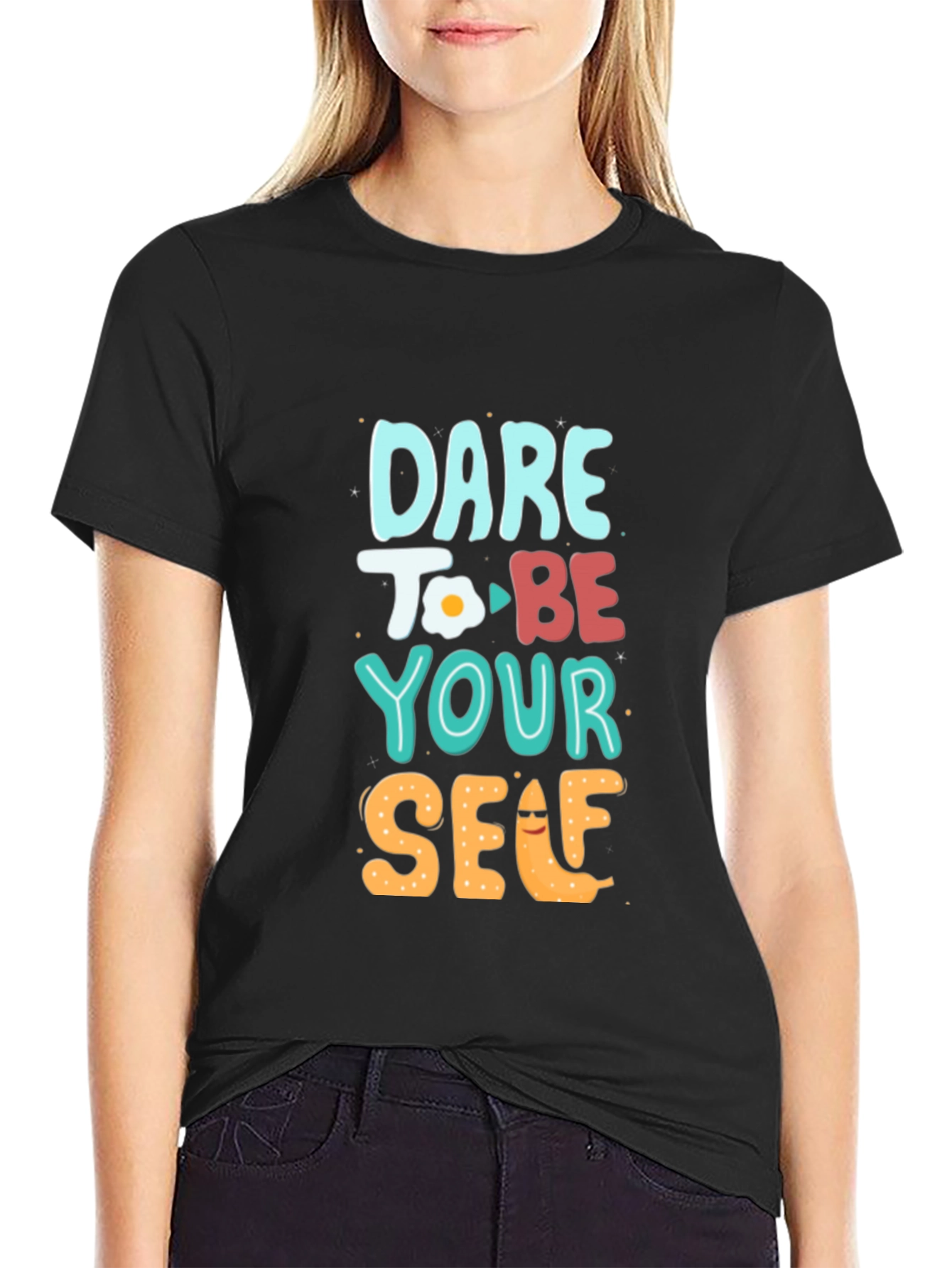 Black Dare to Be Yourself Graphic Tee - Black view 2