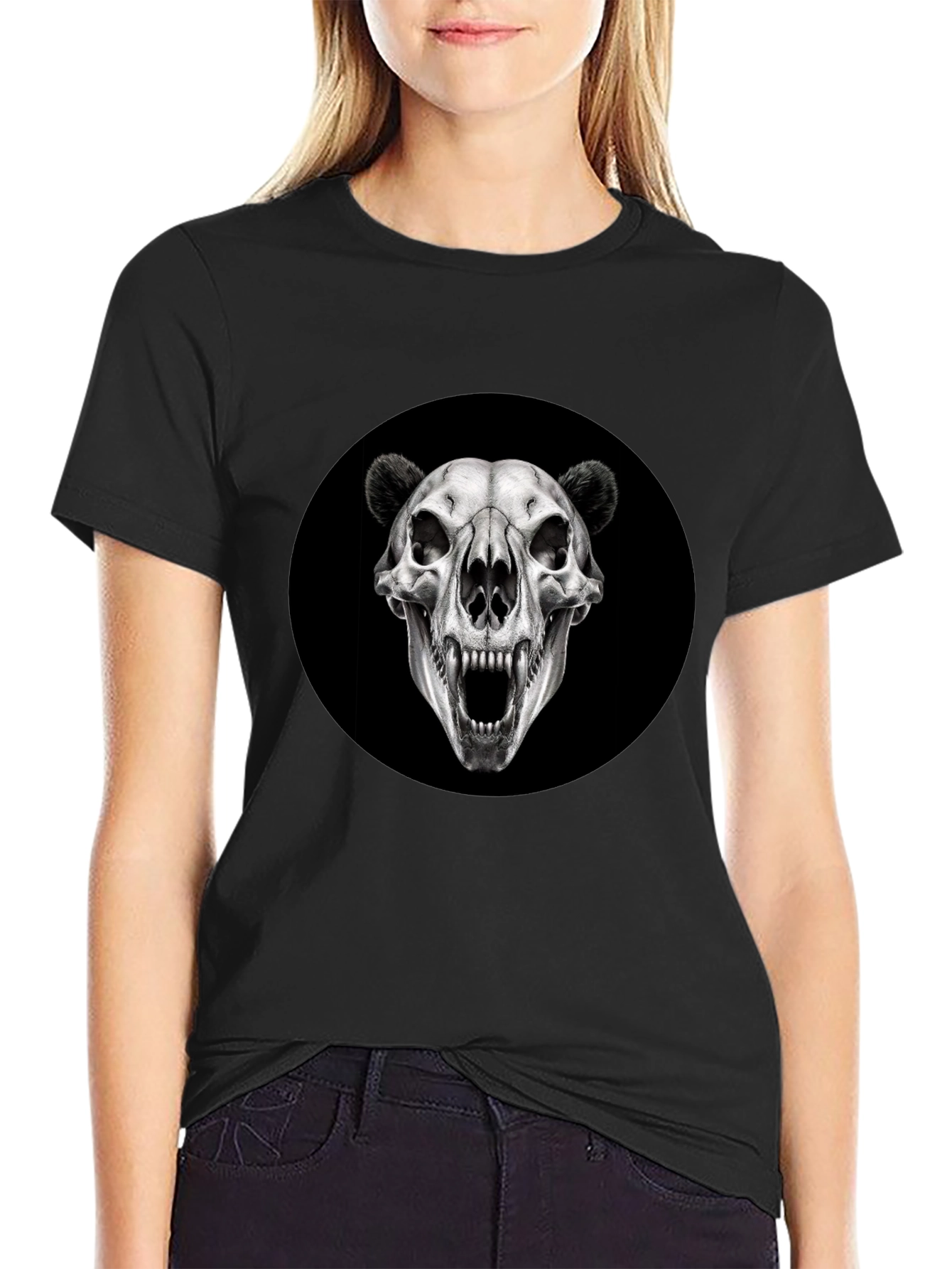 Black Bear Skull Graphic Black T-Shirt view 2