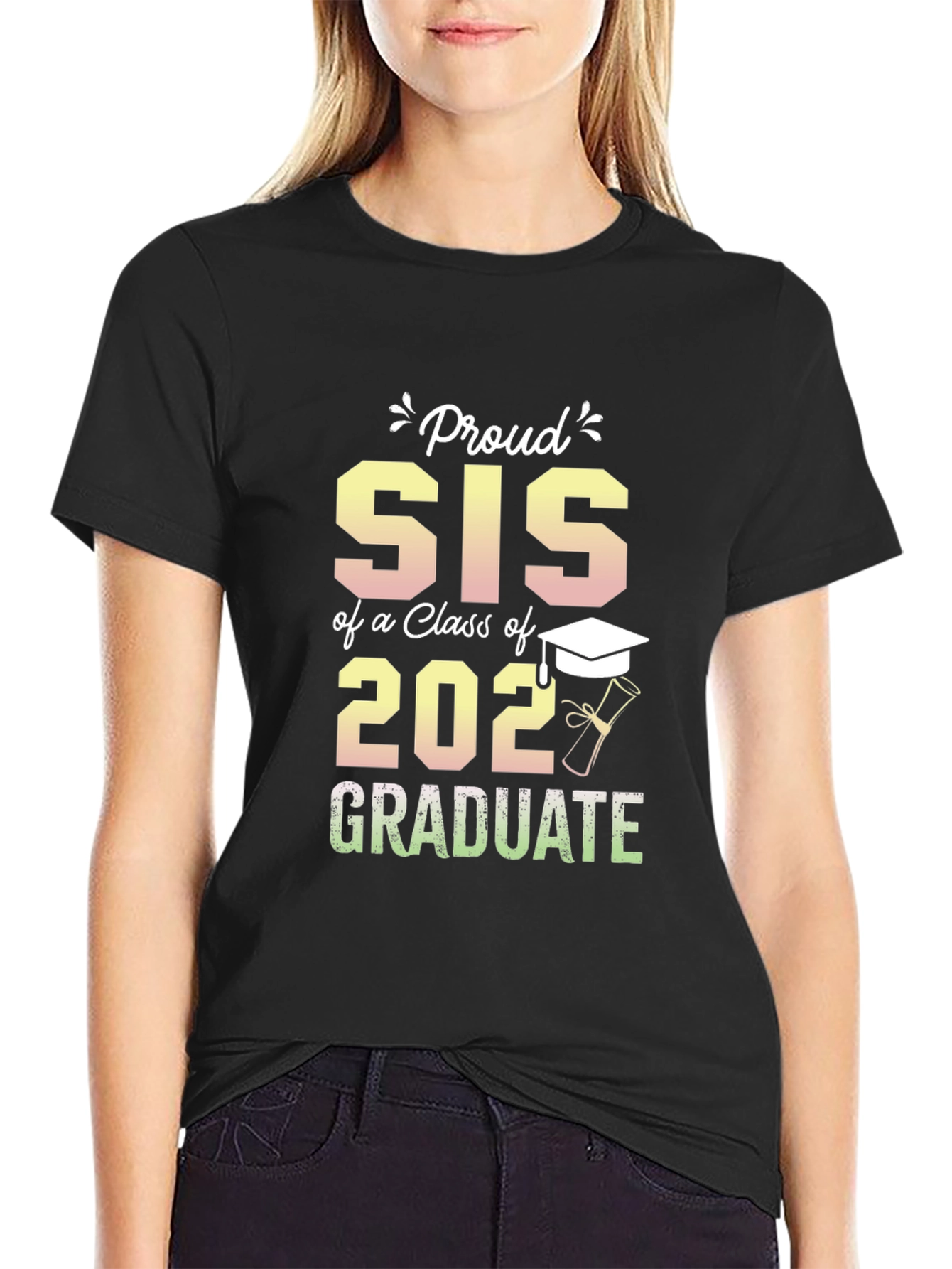 Black Proud Sis of a 2022 Graduate T-Shirt view 2