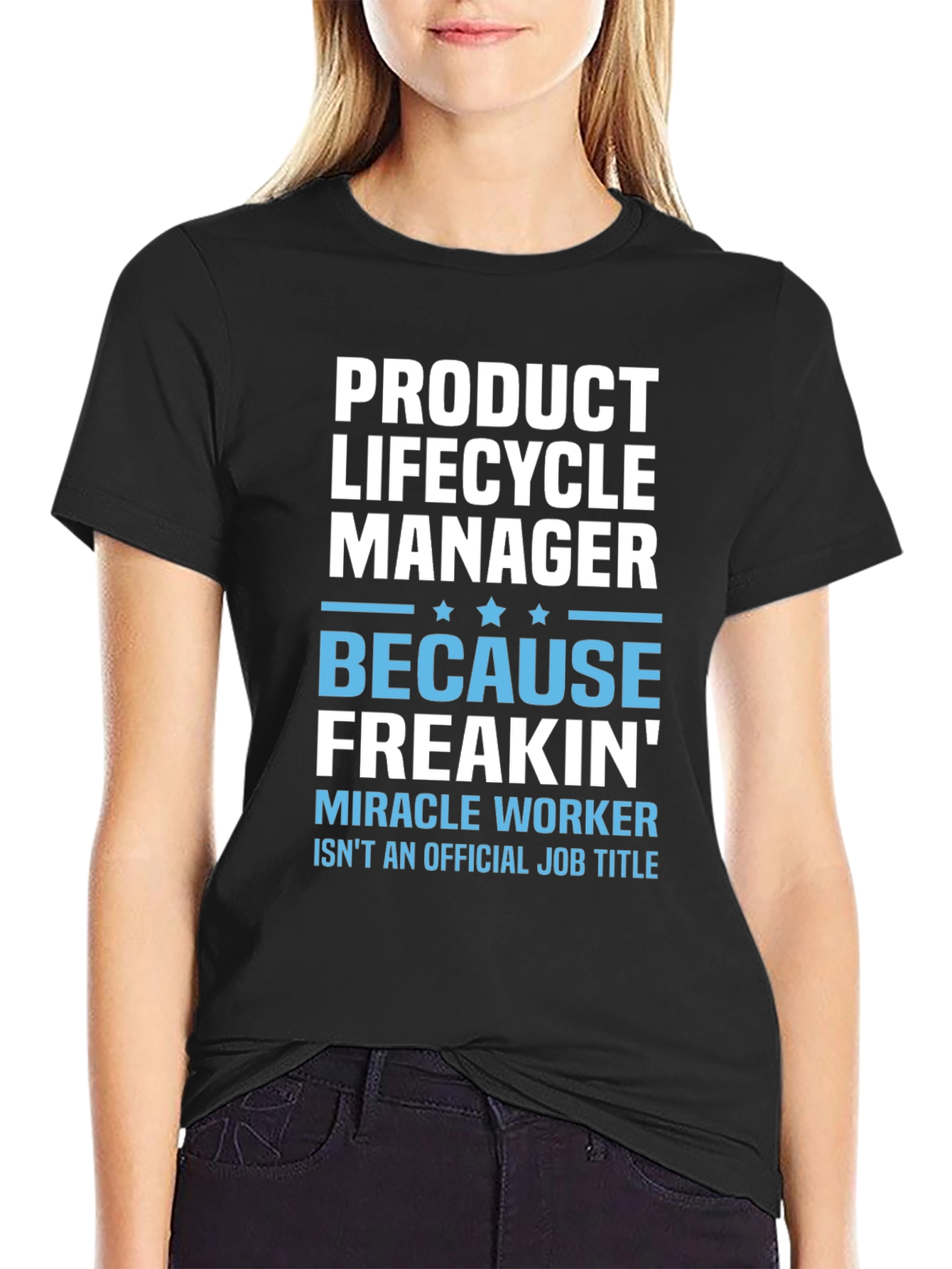 Black Product Lifecycle Manager Funny Job Title T-Shirt view 2