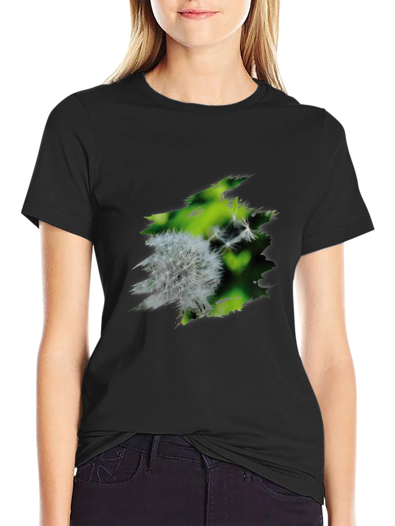 Black Dandelion Graphic Black T-Shirt view 2