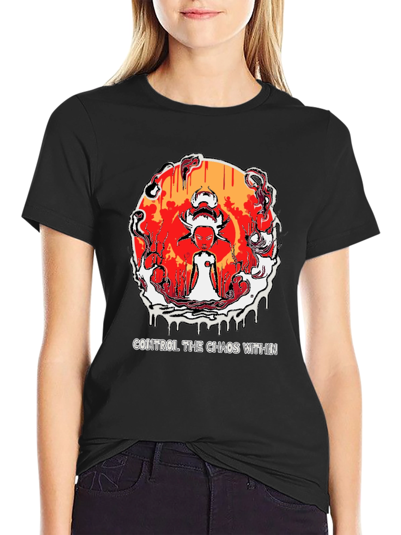 Black Control the Chaos Within Graphic Tee view 2