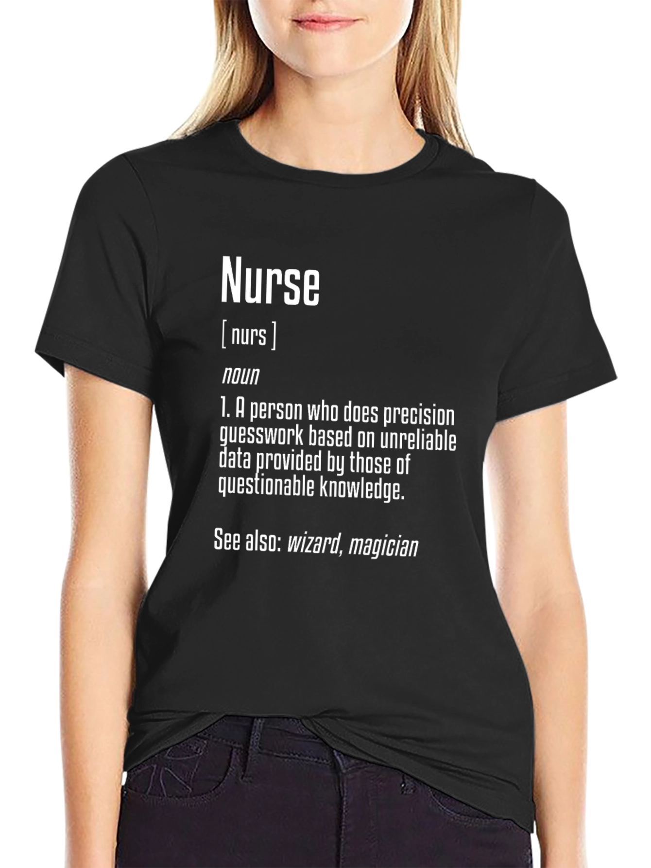 Black Funny Nurse Definition Black T-Shirt view 2