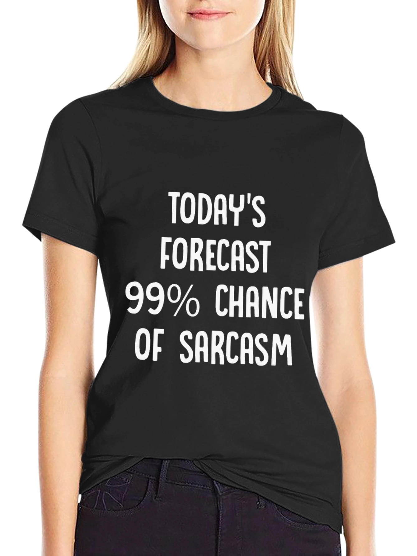Black Sarcasm Forecast Graphic T-Shirt - Unisex Humor Tee view 2