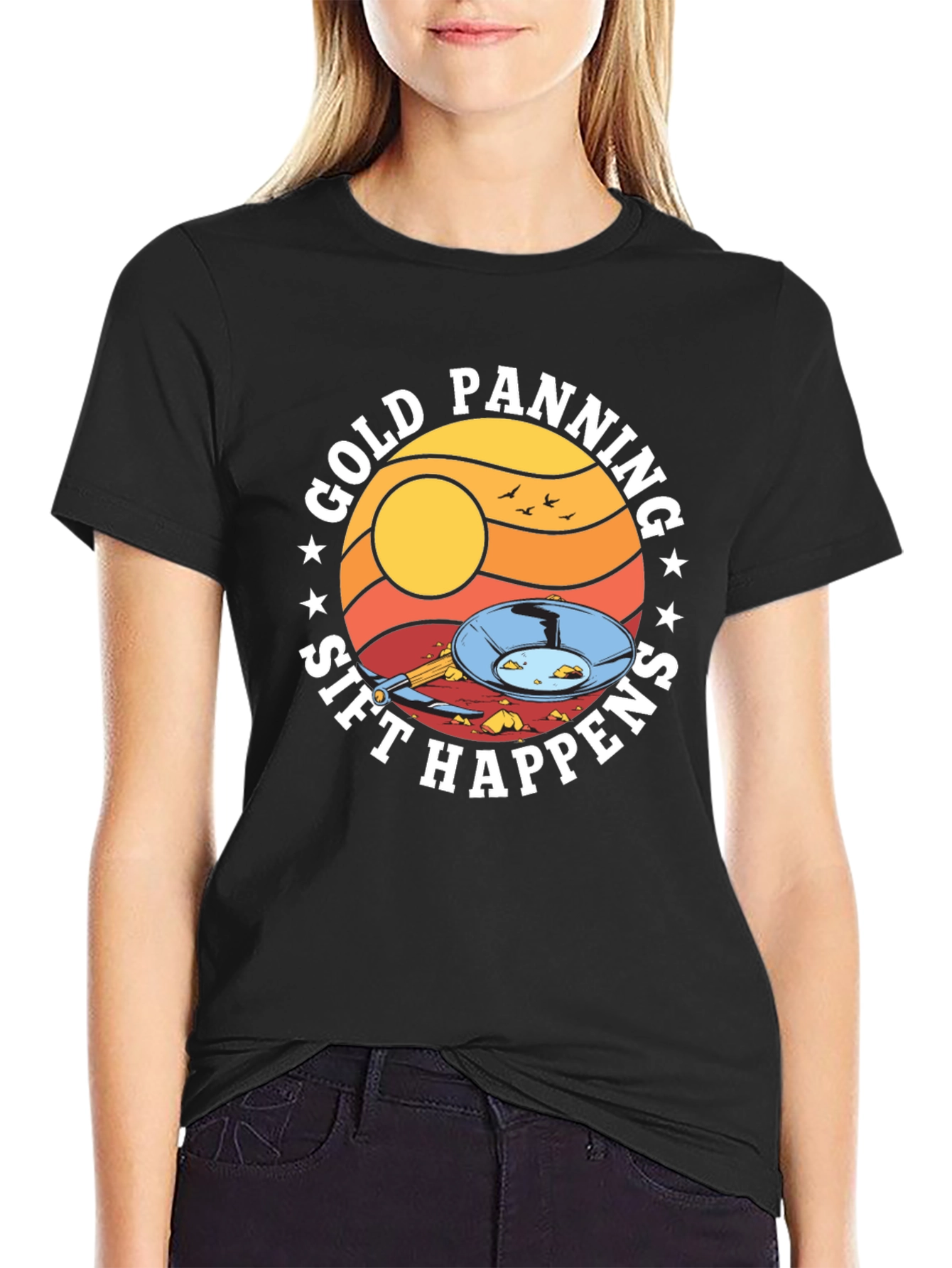 Black Gold Panning Sift Happens Graphic T-Shirt view 2