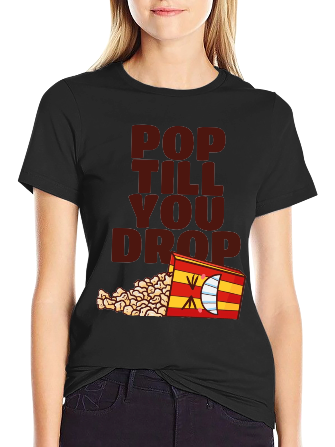 Black Pop Till You Drop T-Shirt - Black Novelty Tee view 2