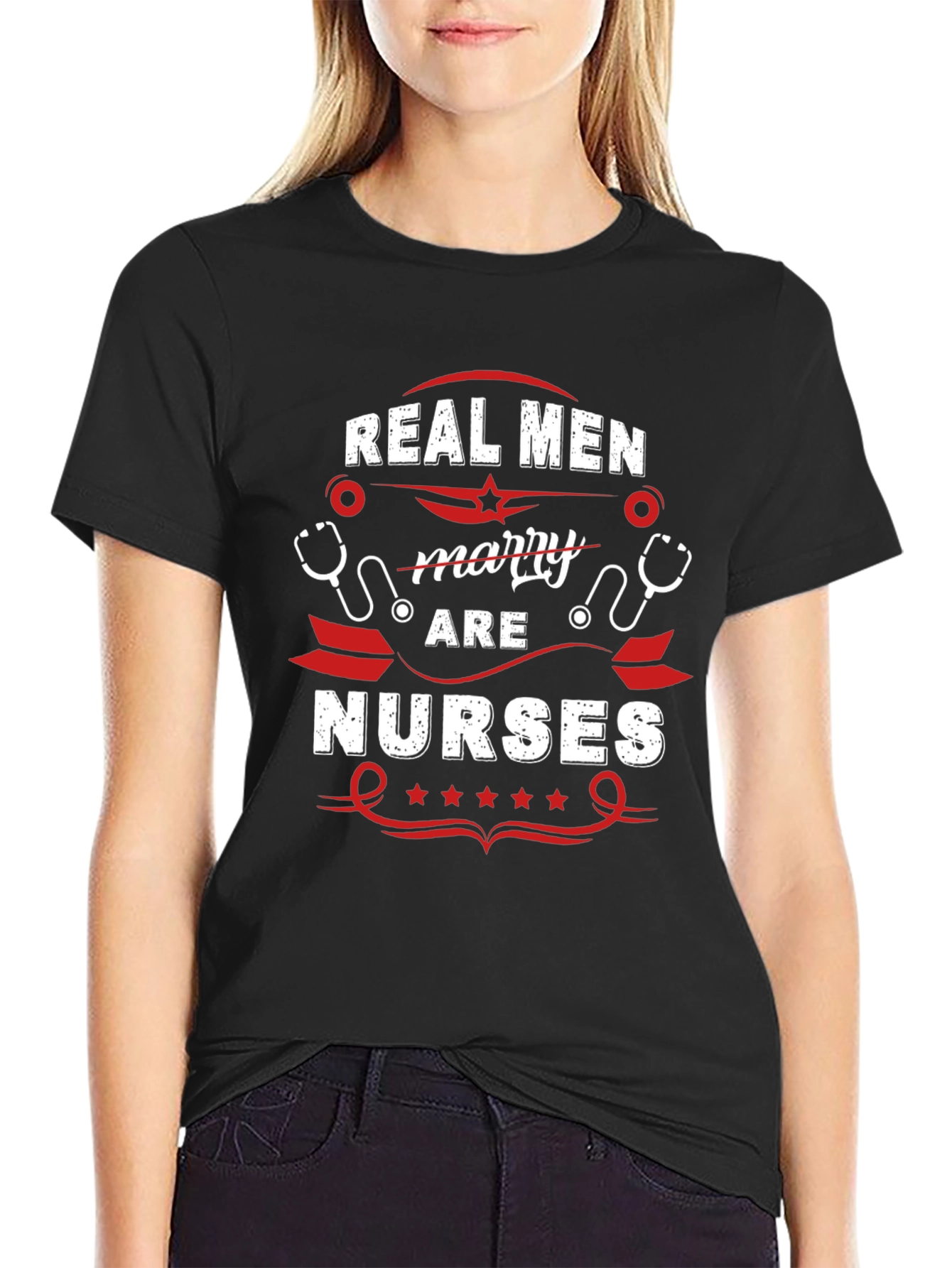 Black Real Men Marry Nurses Graphic T-Shirt view 2
