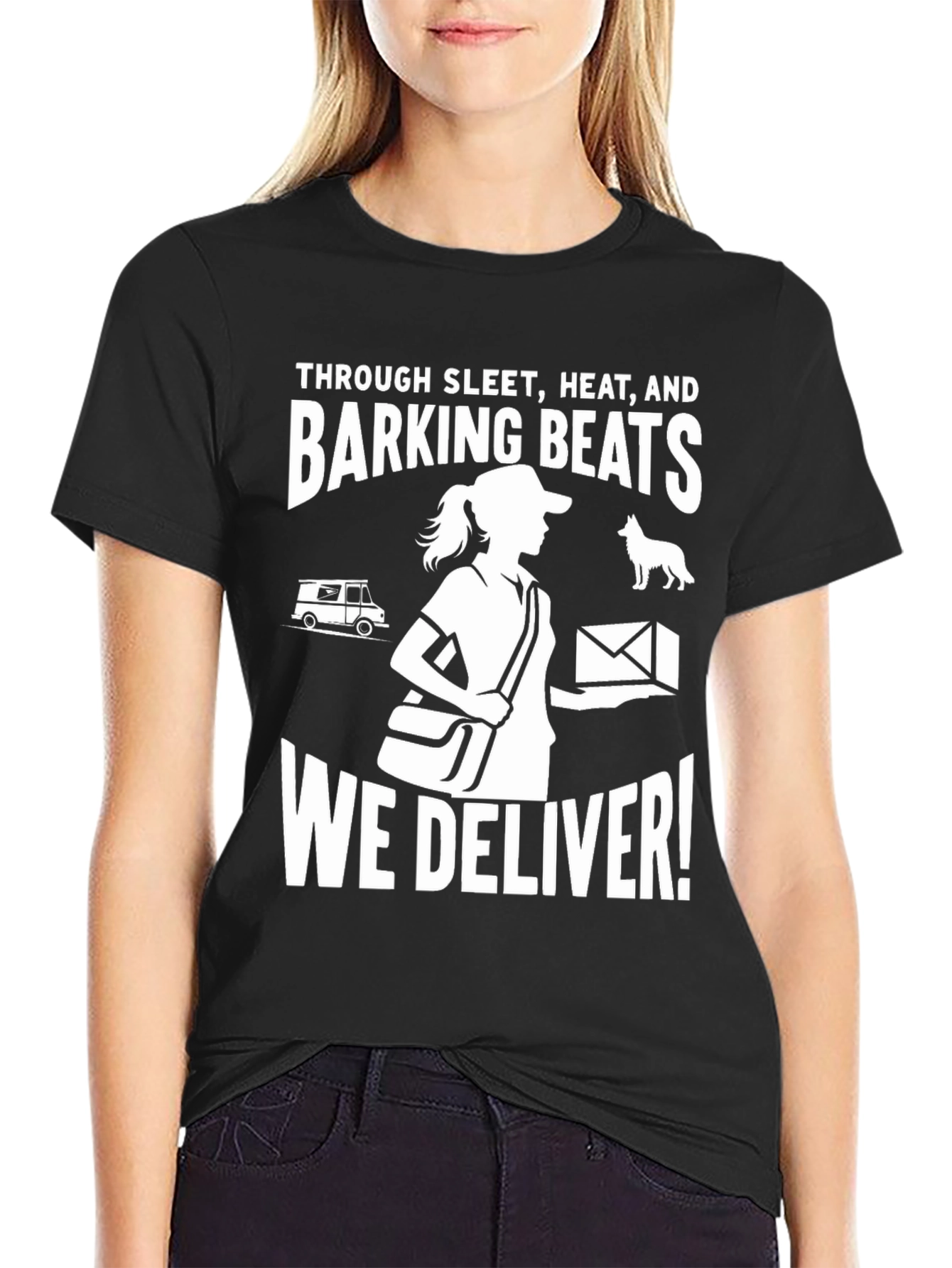 Black Mail Carrier T-Shirt - We Deliver! view 2
