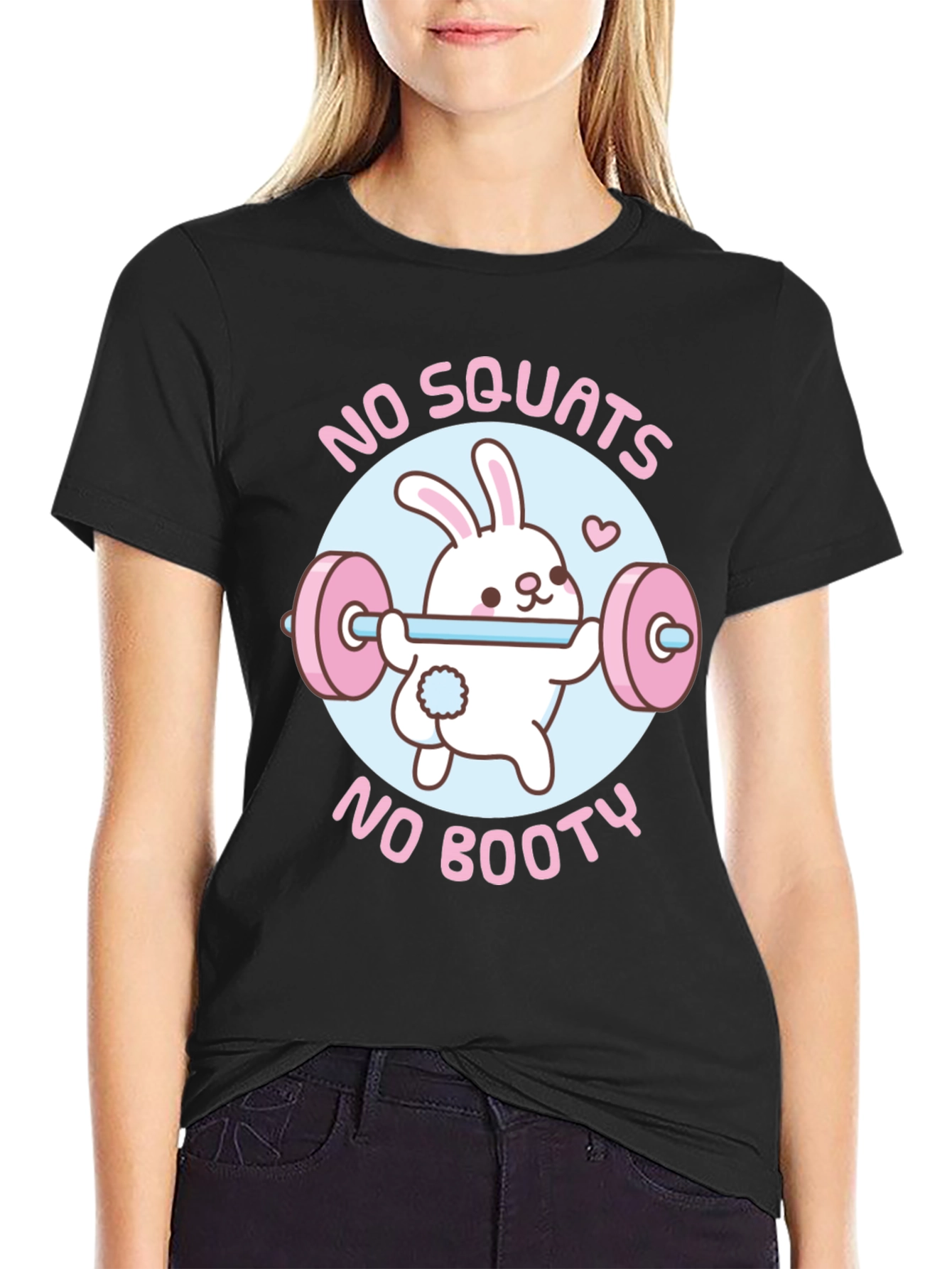 Black No Squats No Booty Funny Workout Shirt view 2